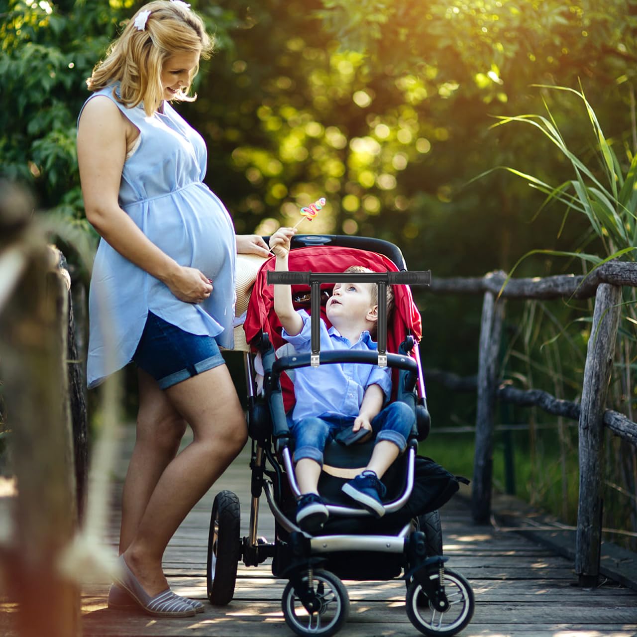 POPETPOP Kinderwagen Griffverlängerung Universal, Lenkererhöhung für Buggy, Komfortabler Schiebegriff Aufsatz, Praktisches Zubehör zum Spazierengehen