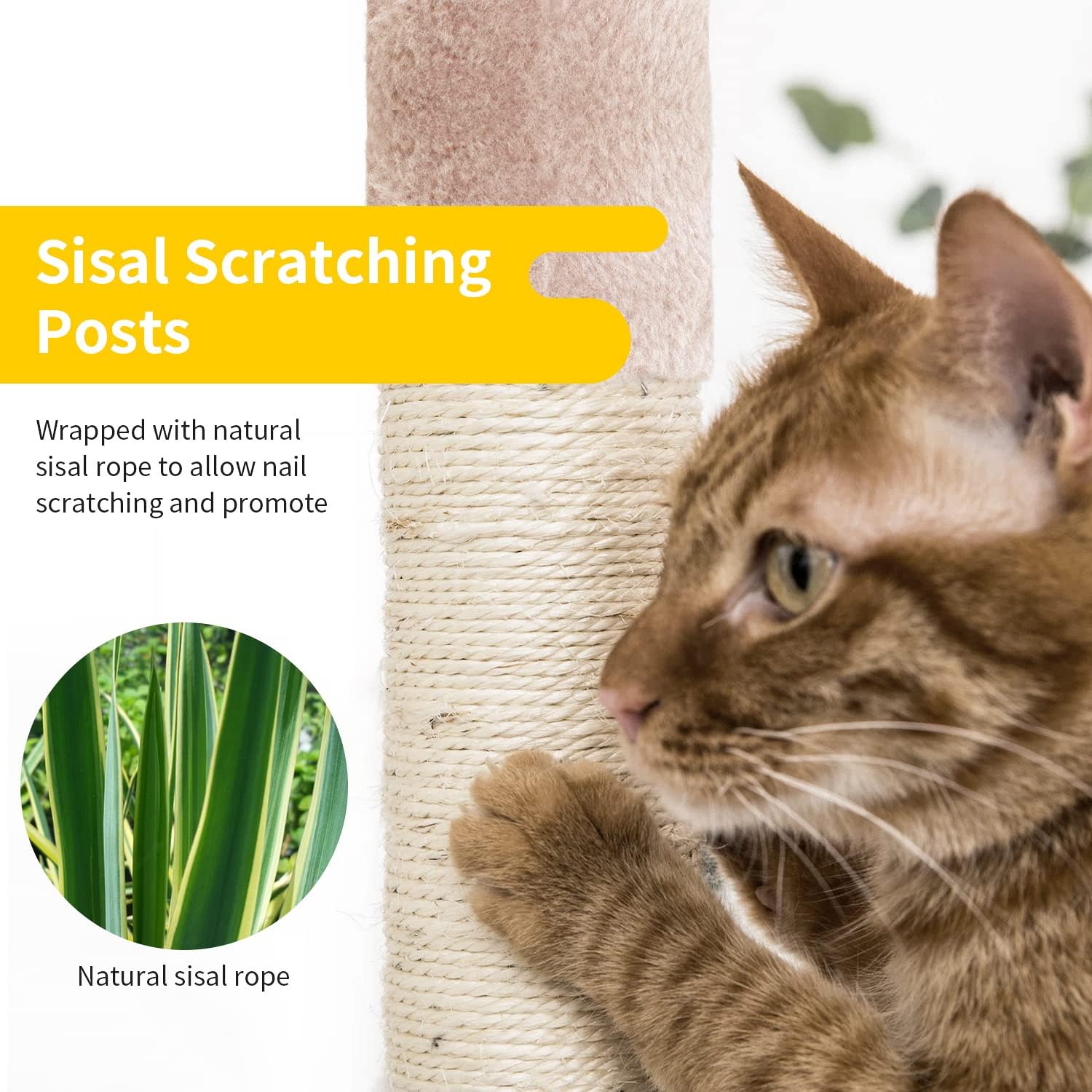 Dkelincs 36in Cat Tree for Indoor Cats, Multi-Level Cat Tower with Scratching Posts, Cat Furniture, Plush Cat House Condo with Ramp, Perch & Hanging Ball for Adult Cats & Kittens (Beige)