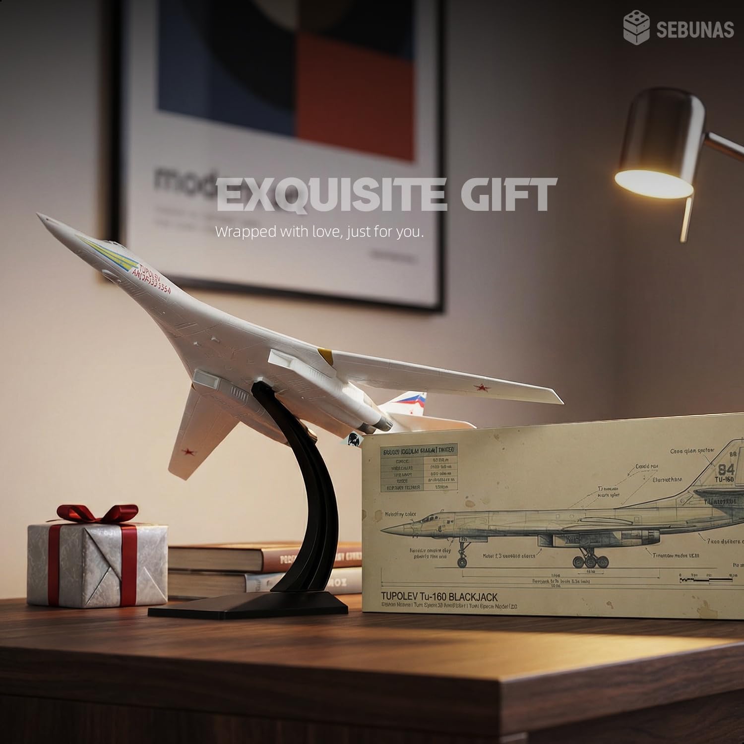 TU-160 Blackjack Kit Modellino Aereo Militare Scala 1:100 – Grande Modello in Plastica Bombardiere Strategico Apertura Alare 54cm con Base Espositiva, Regalo per Adulti e Bambini