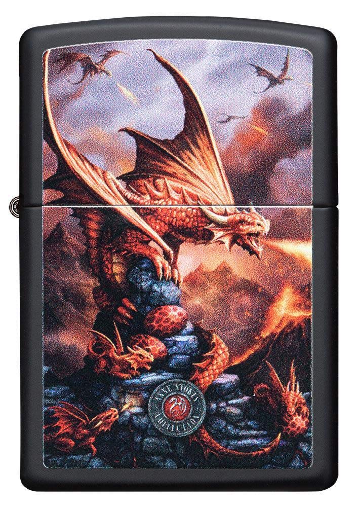 Zippo Briquet de Poche en Laiton, Dragon Rouge Mat Noir, 1 unité (Lot de 1)
