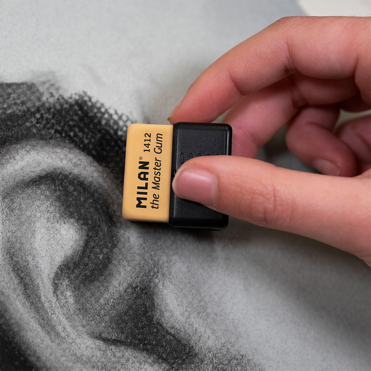 MILAN® Blíster goma MASTER GUM (especial para bellas artes) con funda rígida +2 gomas de recambio