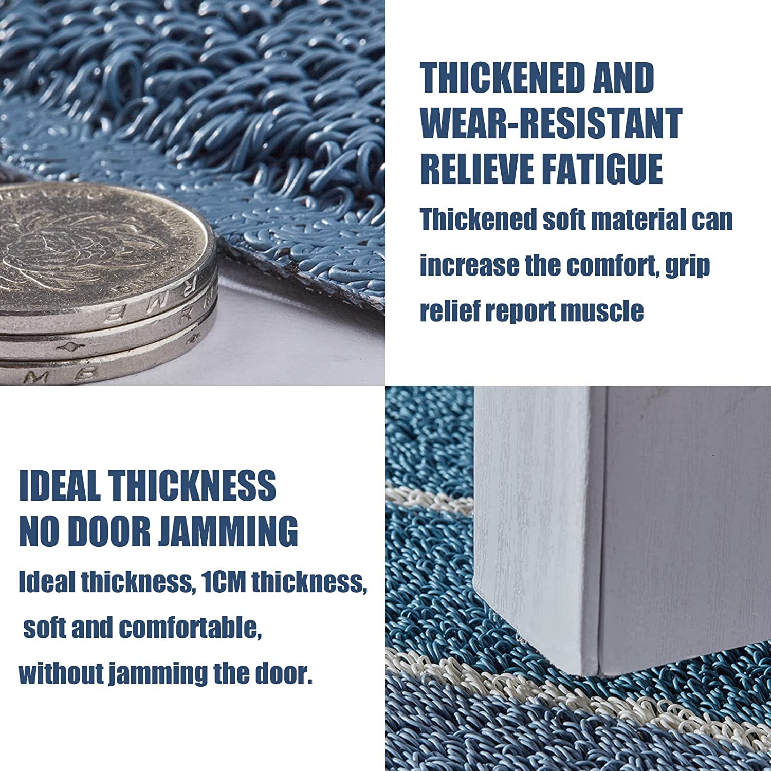 Outdoor Doormat Indoor Outdoor Doormat Easy to clean Heavy duty waterproof Anti-slip, Absorbs dirt from shoes, Low-profile and durable Dirty-resistant washable doormat (Blue Doormat, 29.5" x 17")