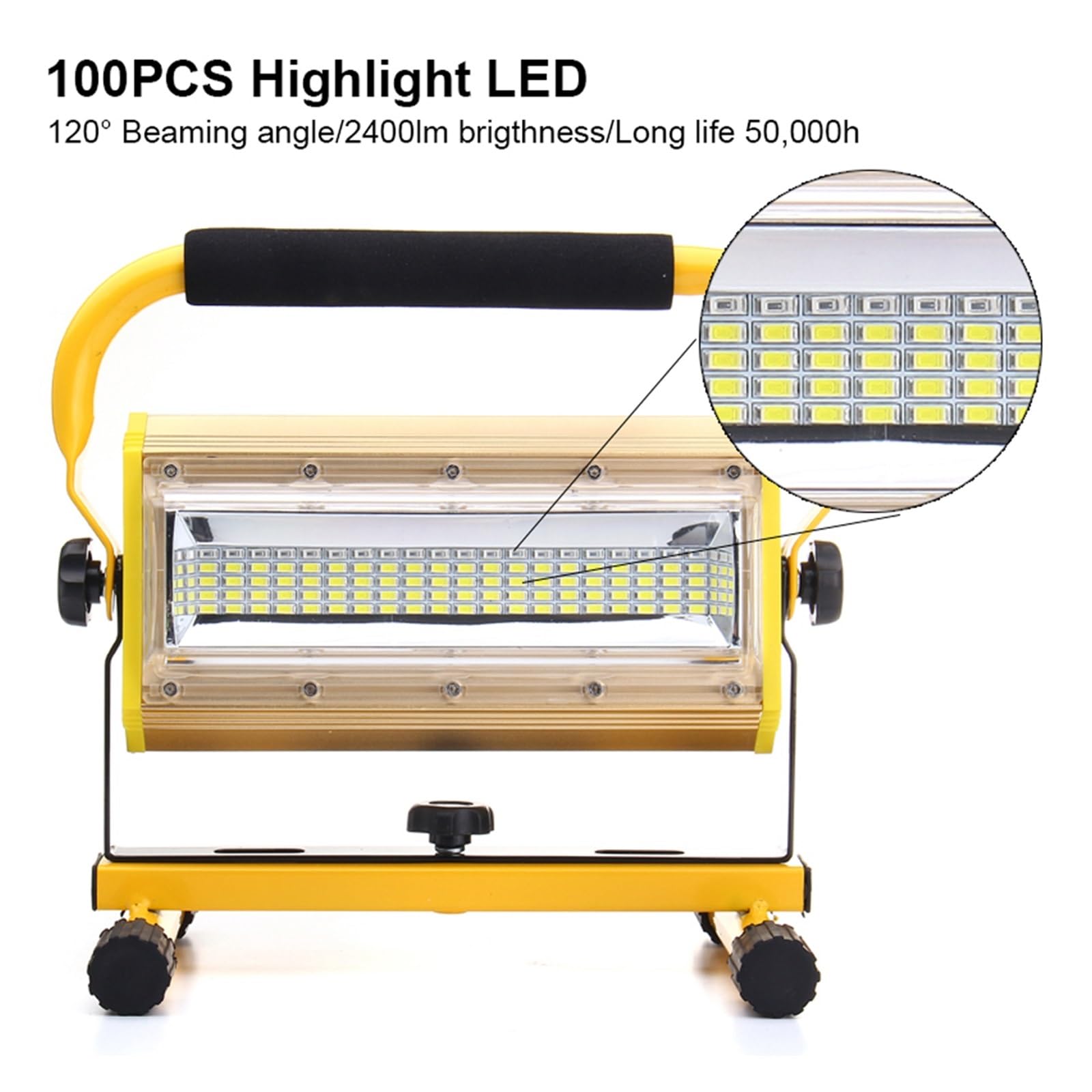 Proiettore a LED, Riflettore LED Da 100 W Proiettore Da Esterno Faretto COB Lampada Da Giardino Con 6 Batterie 18650 E Carica(100W No Battery)