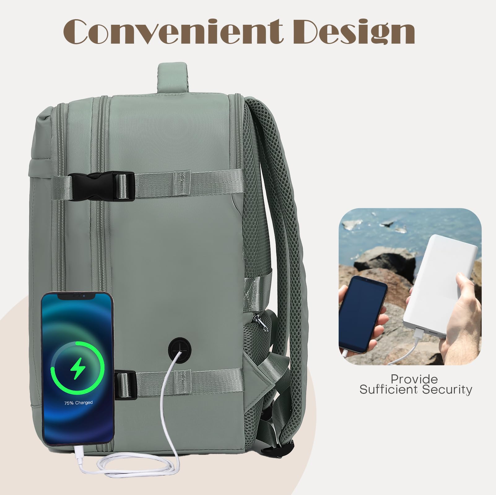 Yankony Zaino Easyjet 45x36x20 Bagaglio a Mano Easyjet 45x36x20 Zaino da Viaggio Aereo 30L Borsa da Cabina per Donna Uomo 15.3 Pollici Porta PC Portatili con Tasca Antifurto per Scuola Lavoro Affari