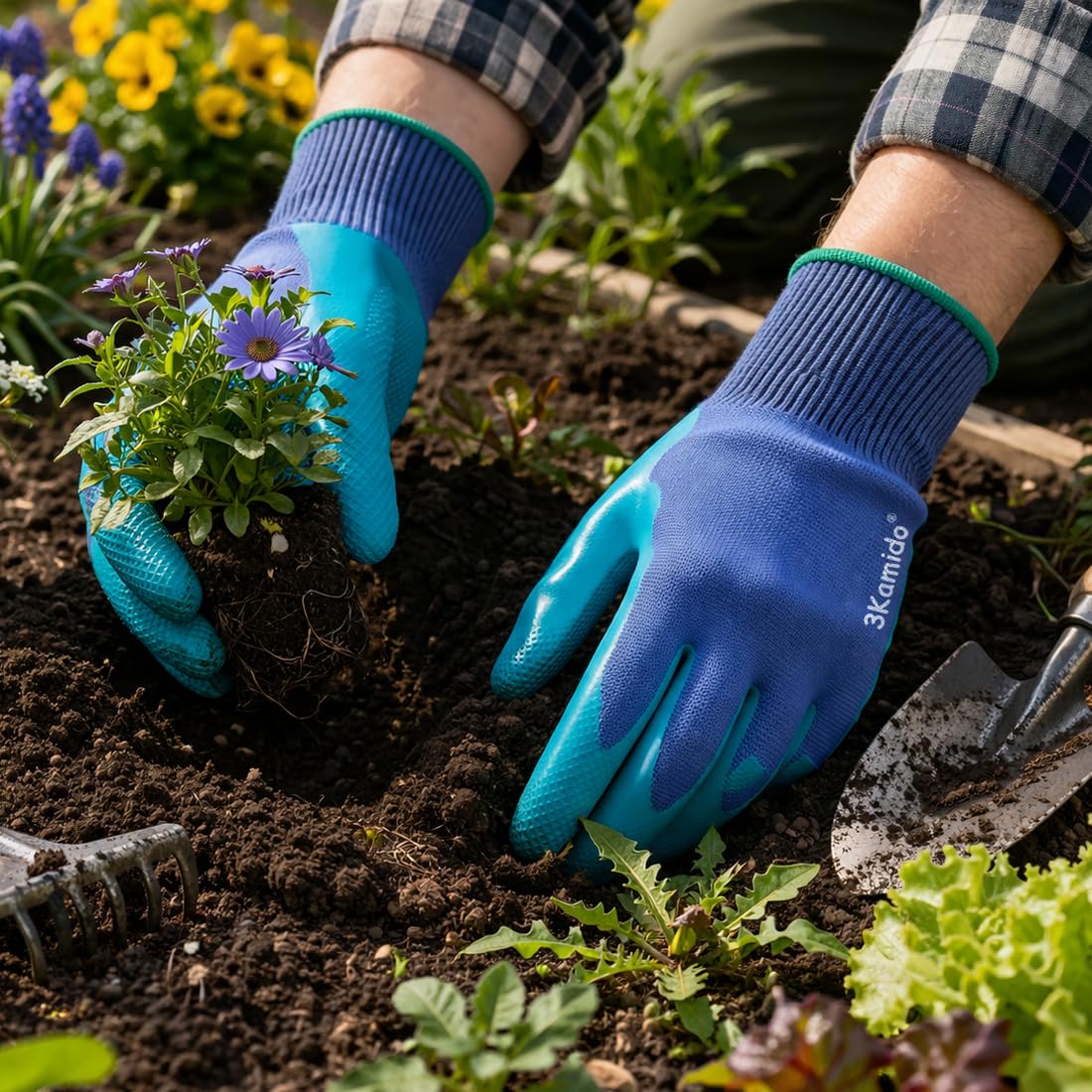Los guantes de jardinería Garden Touch son muy resistentes, reforzados. Fabricados con látex texturizado y duradero, son ideales para jardinería y tareas domésticas (24 par en talla 11).