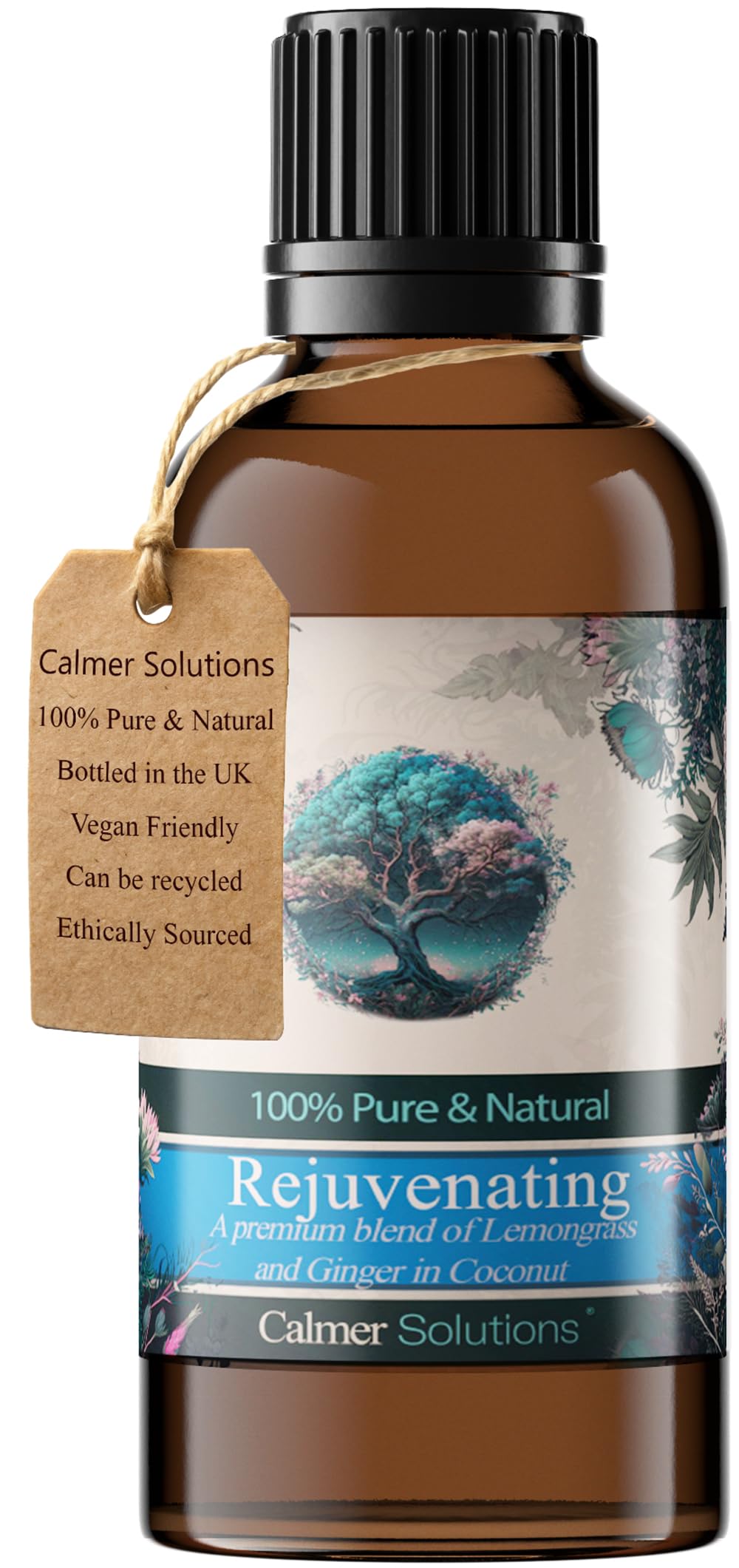 Calmer Solutions Clear Rejuvenating Essential Oil Blend 50Ml – Lemongrass, Geranium & Ginger Aromatherapy Oil With Coconut Oil For Diffusers & Massage