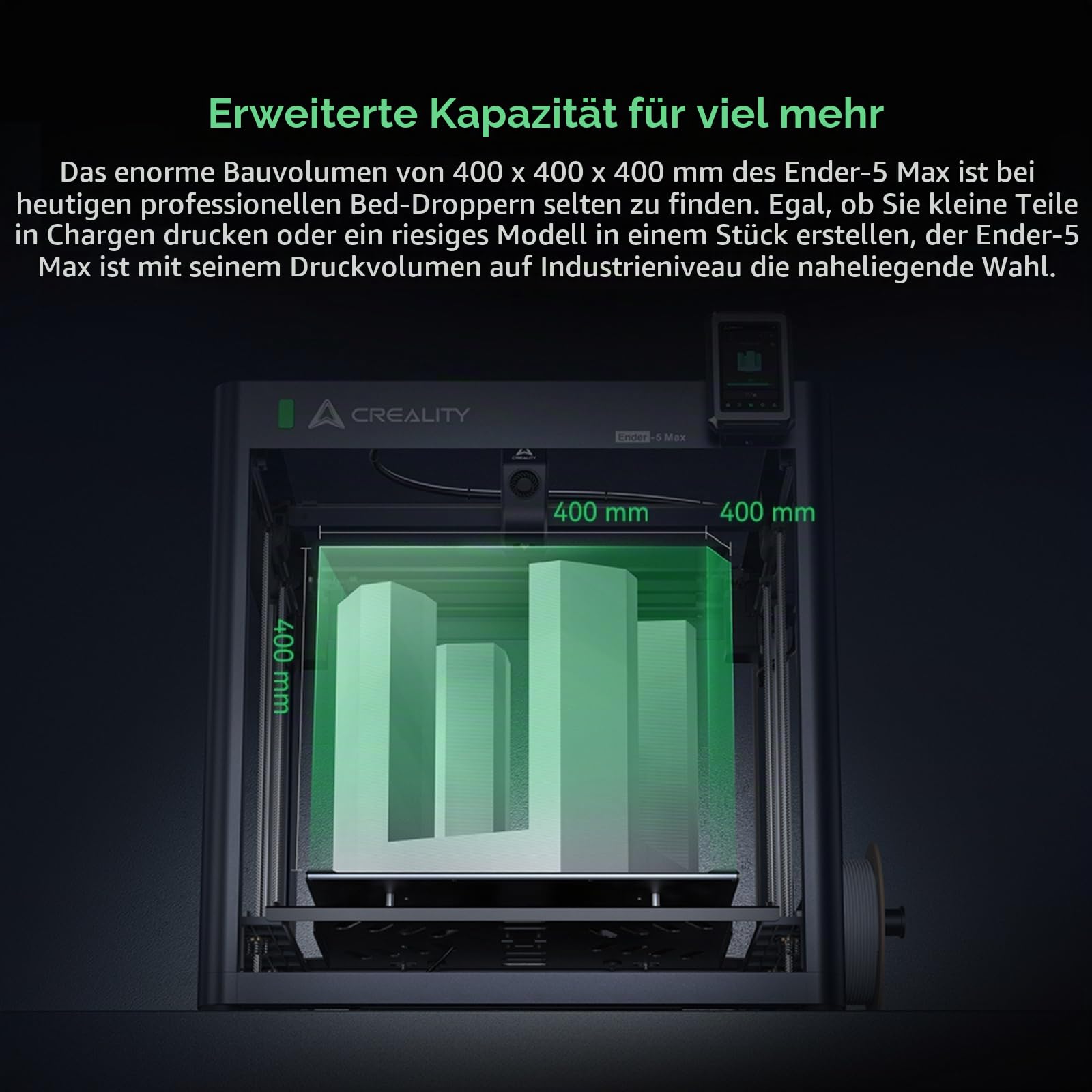 Creality Ender-5 Max 3D Drucker, 400×400×400 mm Bauraum | CoreXY-Druckgeschwindigkeit 700 mm/s, Intelligente Steuerung mit Creality OS, Für Druckfarmen