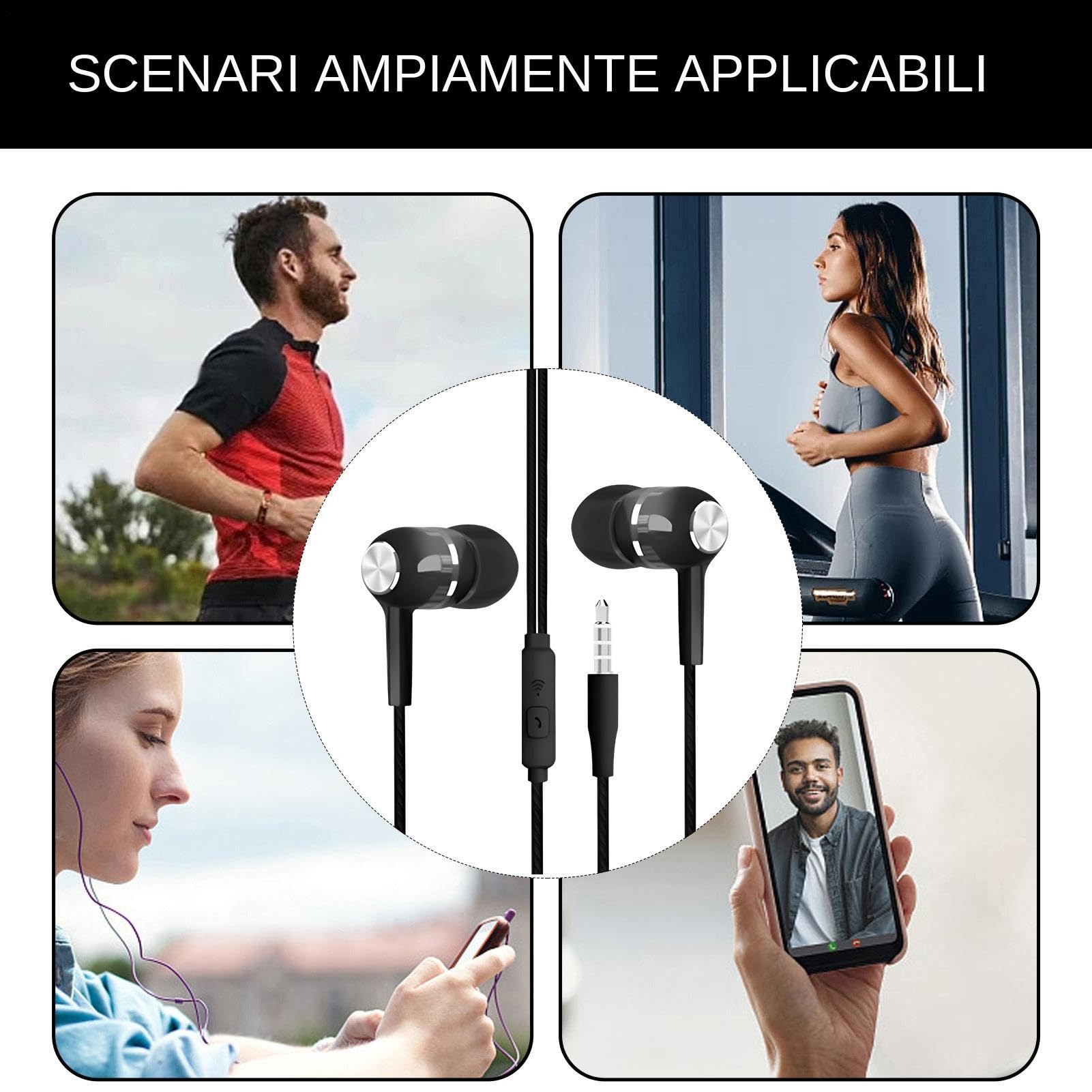 Generico auricolari-Con Filo Con Microfono – Cuffie auricolari-Cablate Con Isolamento Acustico Da 3,5 Mm, auricolari-Con Cavo Audio Dal Suono Chiaro, Dispositivo Con Microfono Integrato | Per La