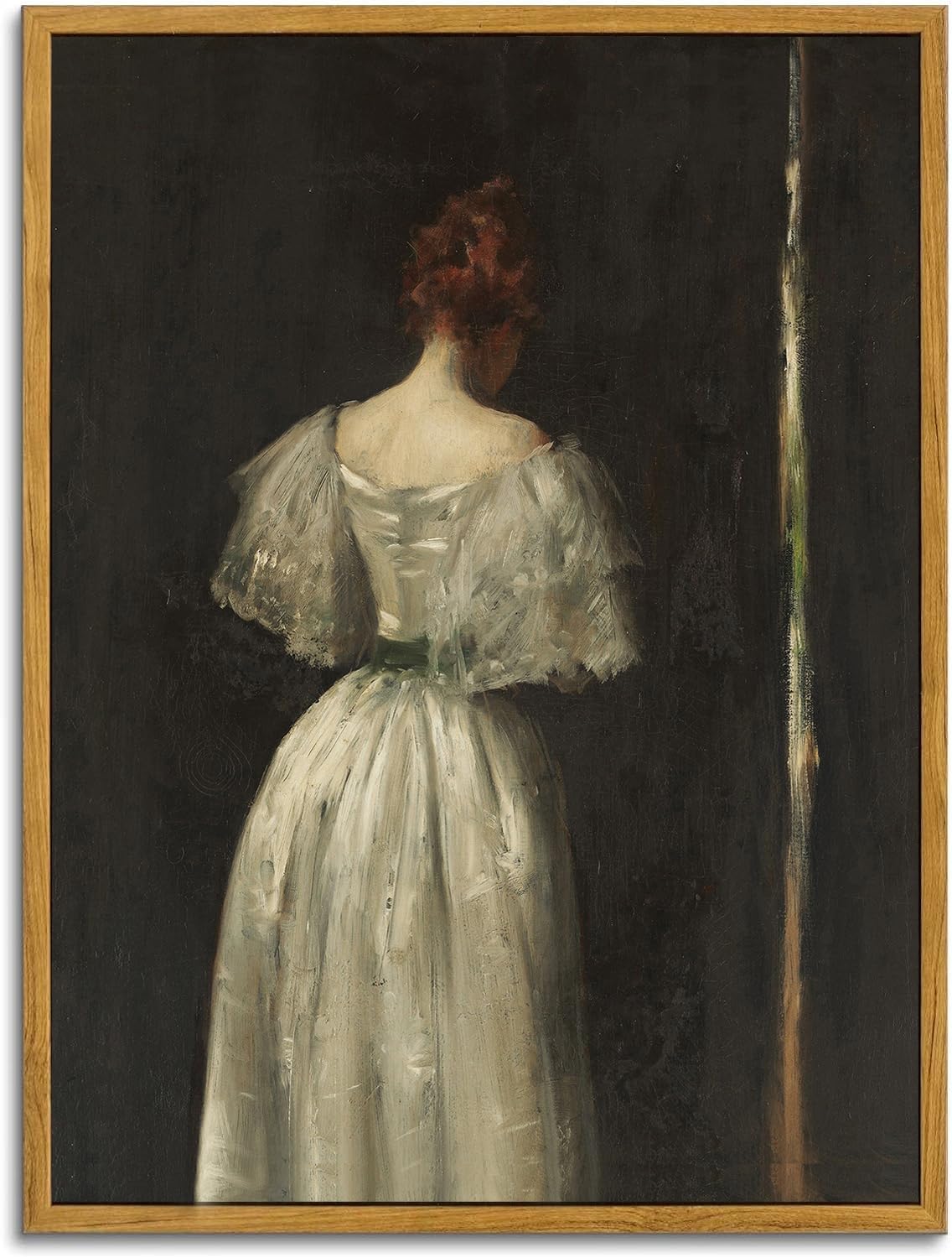 KBKBART Vintage Wall Art Home Decor, Framed Canvas Wall Art Seventeenth Century Lady by William Merritt Chase Classical Women Painting Picture, Vintage European Portrait Painting for Bedroom Bathroom