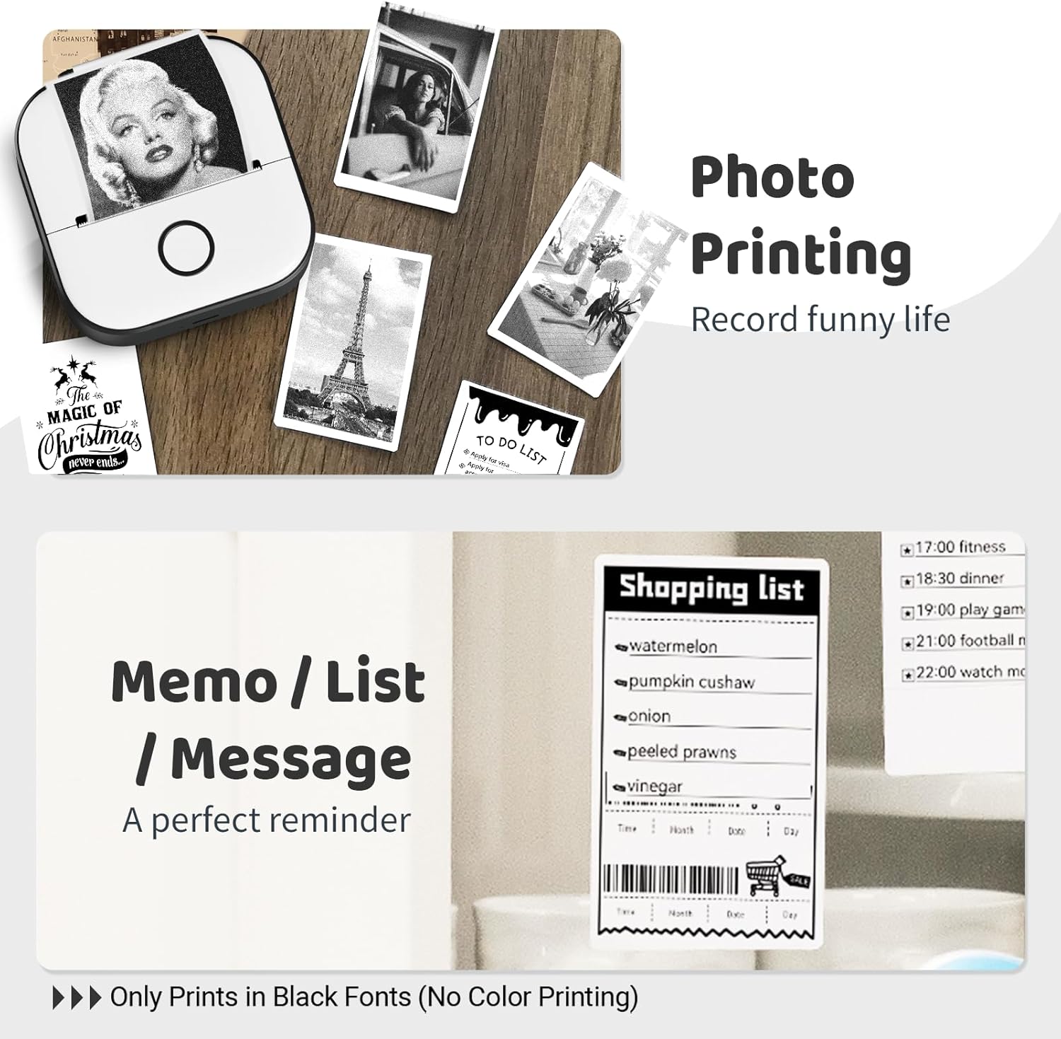 Print Pods Mini Sticker Printer - Mini Printer Sticker Maker T02, Sticker Maker Machine with 3-Roll Paper, Thermal Portable Sticky Note Maker for Journal, Photos, Notes, Diagrams