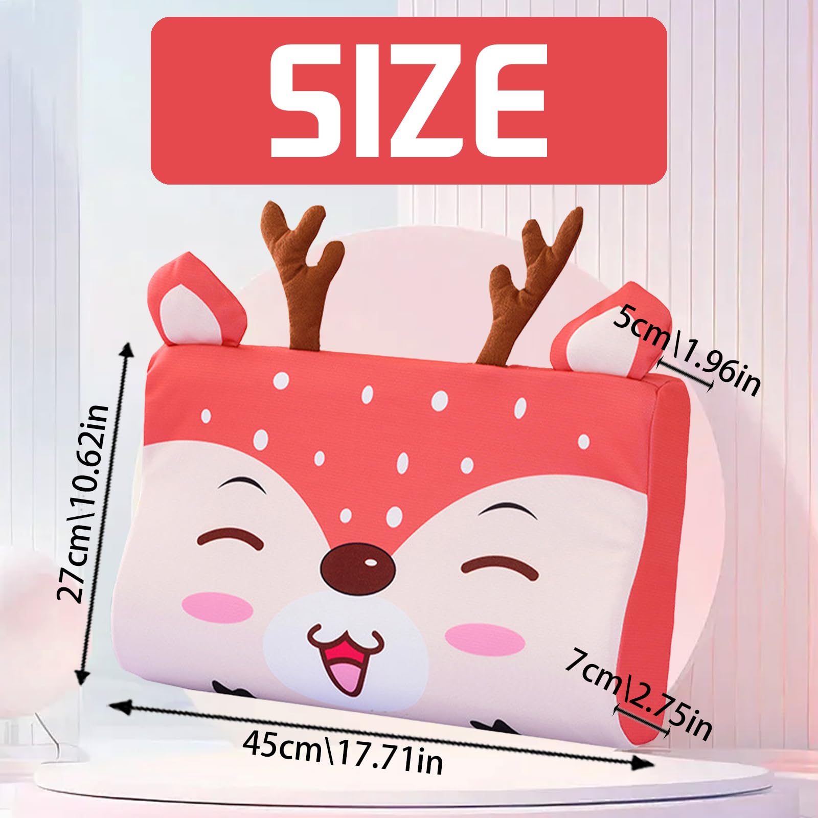 LUKIUP Schlummerkids Poduszka do spania 45 x 27 cm, urocze zwierzęta, poduszka z pamięcią kształtu, oddychająca, komfortowa pianka, ergonomiczna, dla dzieci od 3 lat (jelenie)