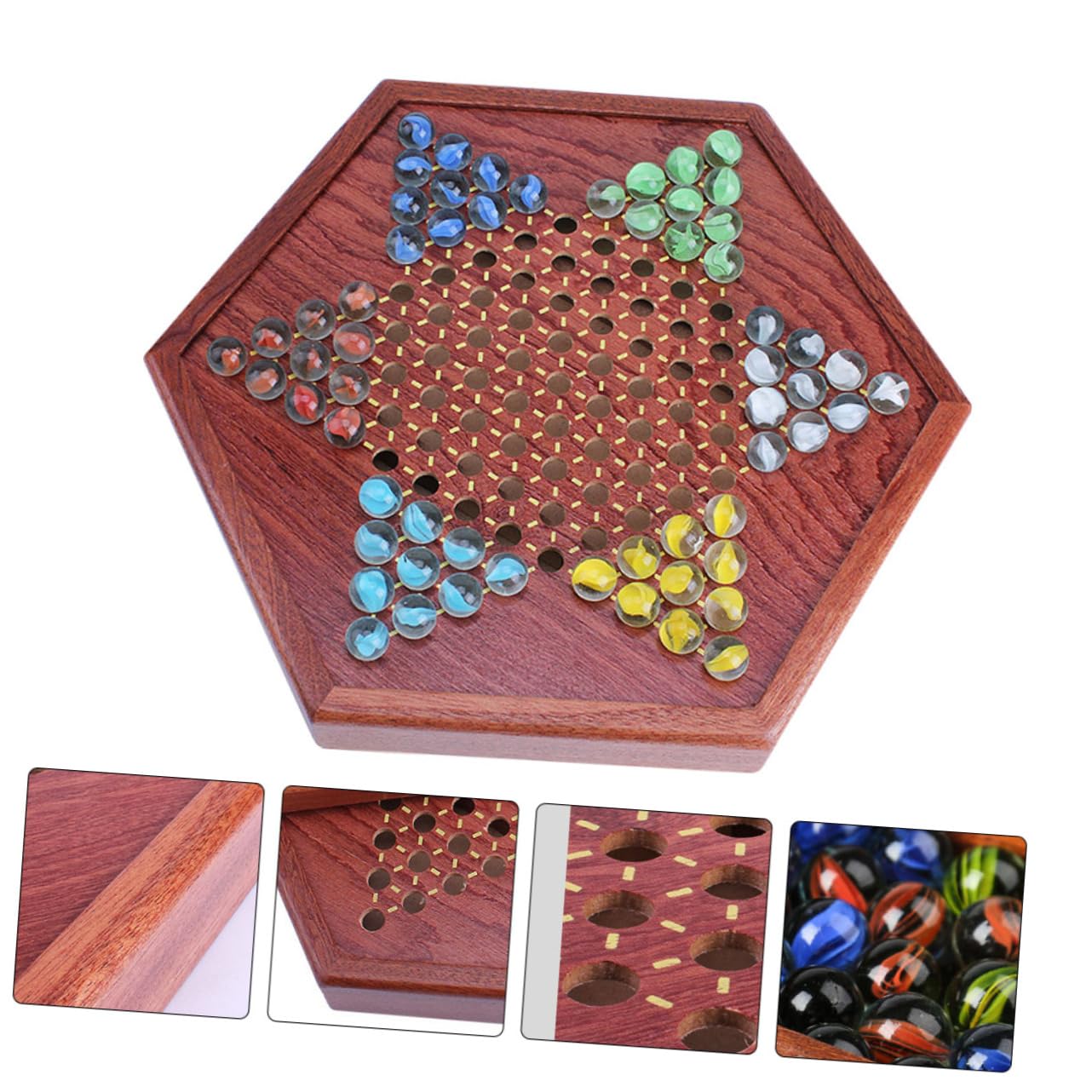 Damas Chinas De Madera con De Vidrio Tablero Hexagonal con Cajón De Almacenamiento Entretenimiento Familiar para Niño Niña y Adultos