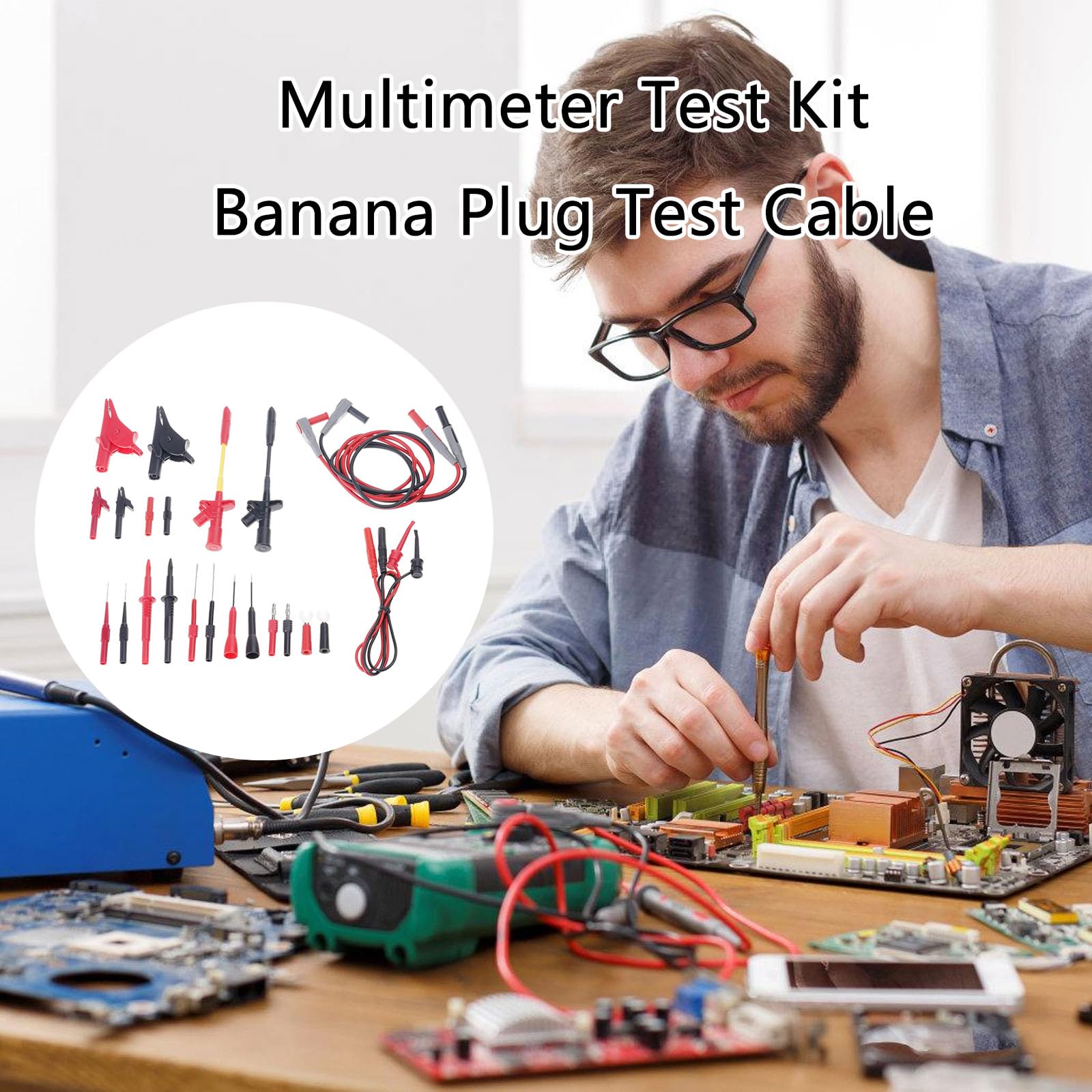 Messleitungen Set für die Prüfung digitaler elektrischer Multimeter mit Sonden, Clips, Pinzette, professionelles Messleitungs Set, Sonden