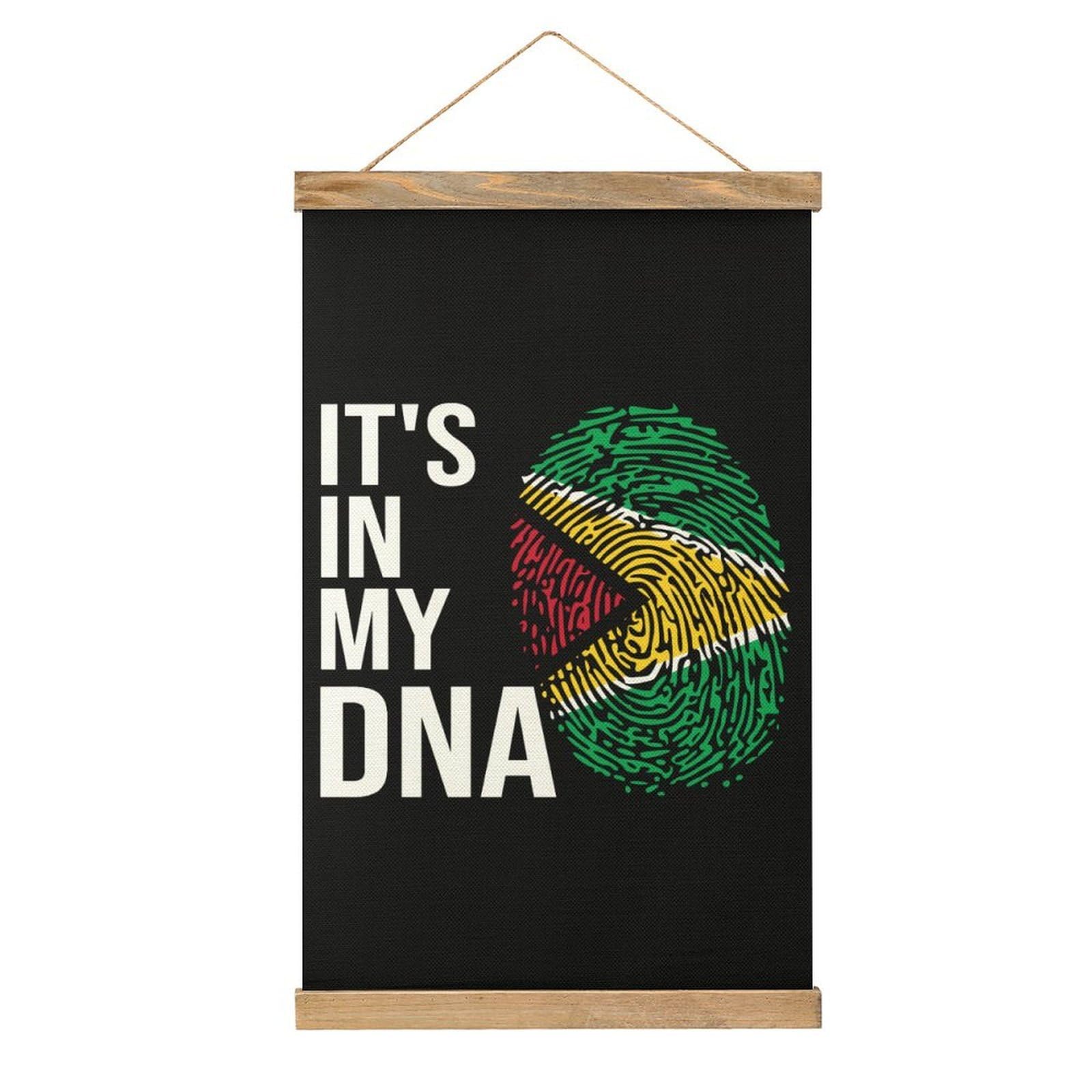 CGSBNGHA It's In My DNA Guyana Flag Wall Art Prints Linen Hanging Painting Scroll Paintings Pictures Decor for Home