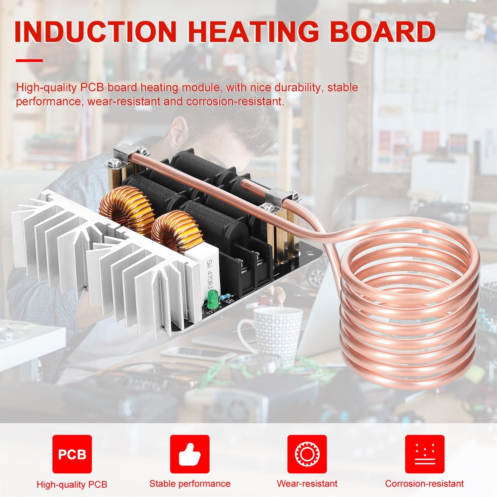 Piec do topienia 1000W ZVS płyta grzewcza indukcyjna moduł 12-48V niskonapięciowa grzałka cewka sterownik Flyback grzałka dla majsterkowiczów hartowanie wyżarzanie Precyzyjna kontrola temperatury