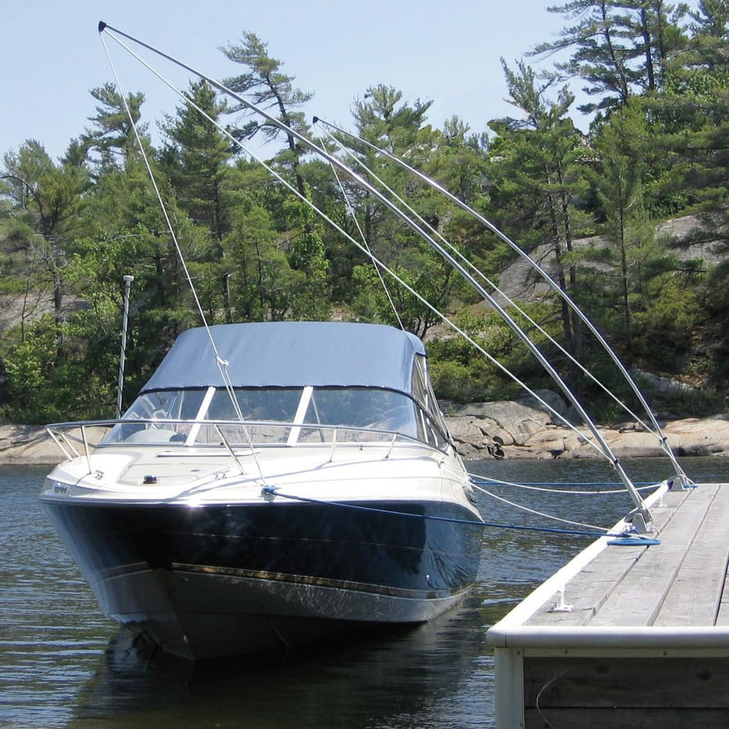 Dockmate Ultimate 12' Mooring Whips – Pair of Fiberglass Boat Whips with Adjustable Aluminum Bases & Rubber Shock Absorbers – Spring Action, Easy One-Hand Operation, Quick Storage Design – Includes