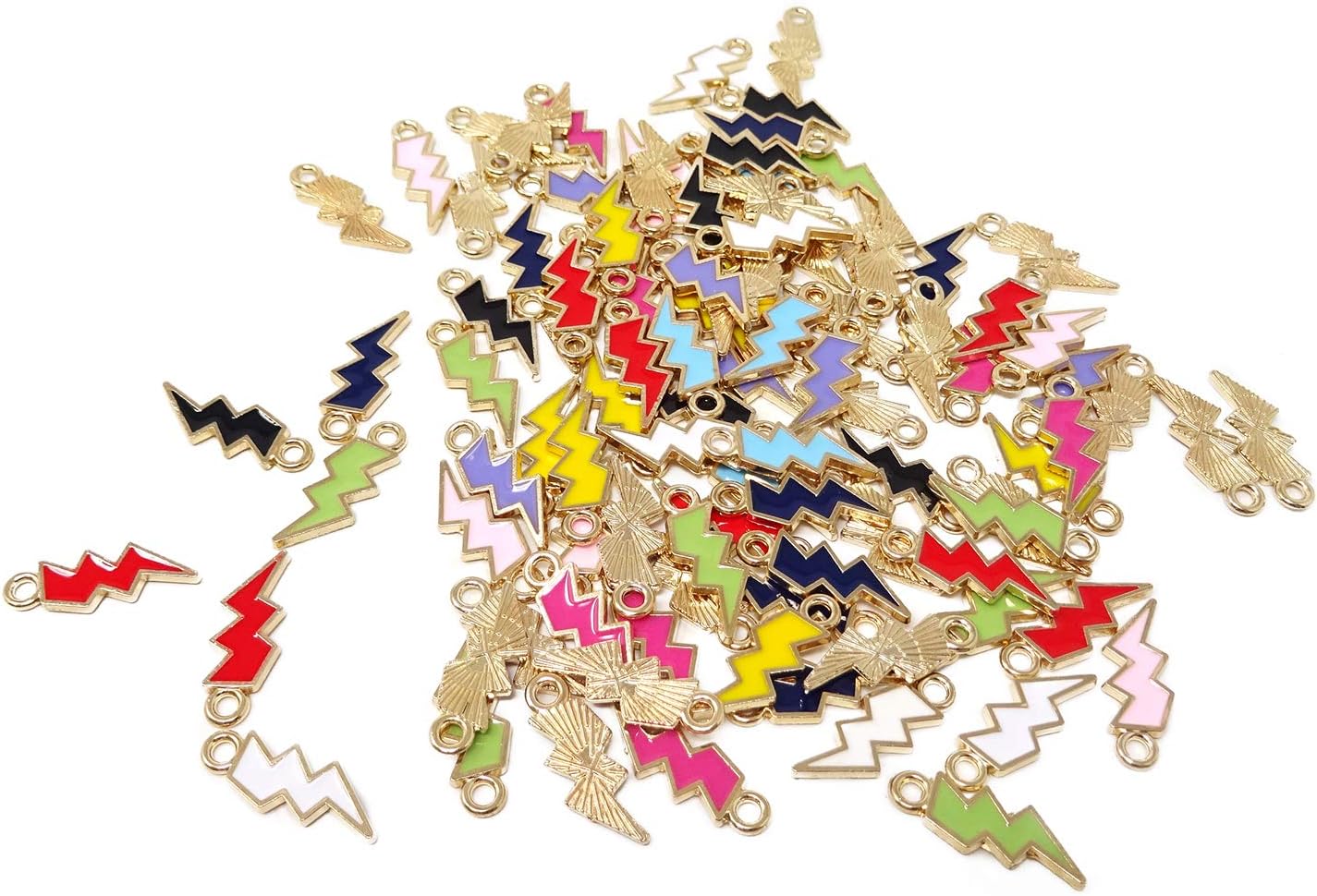 Honbay 100PCS Zinc Alloy Enamel Flash Shape Charms Pendants Lightning Bolt Charms Flash Thunder Pendant for Bracelet Necklace Earrings DIY Jewelry Making Accessories (10 Colors) - Image 4