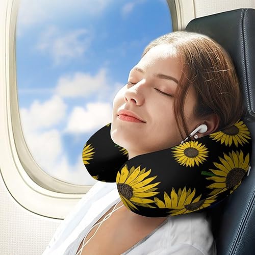 Miniatura 3 de Almohada en forma de U de girasol amarillo almohada de viaje para el tren de avión Almohada suave de apoyo para el cuello con espuma de memoria