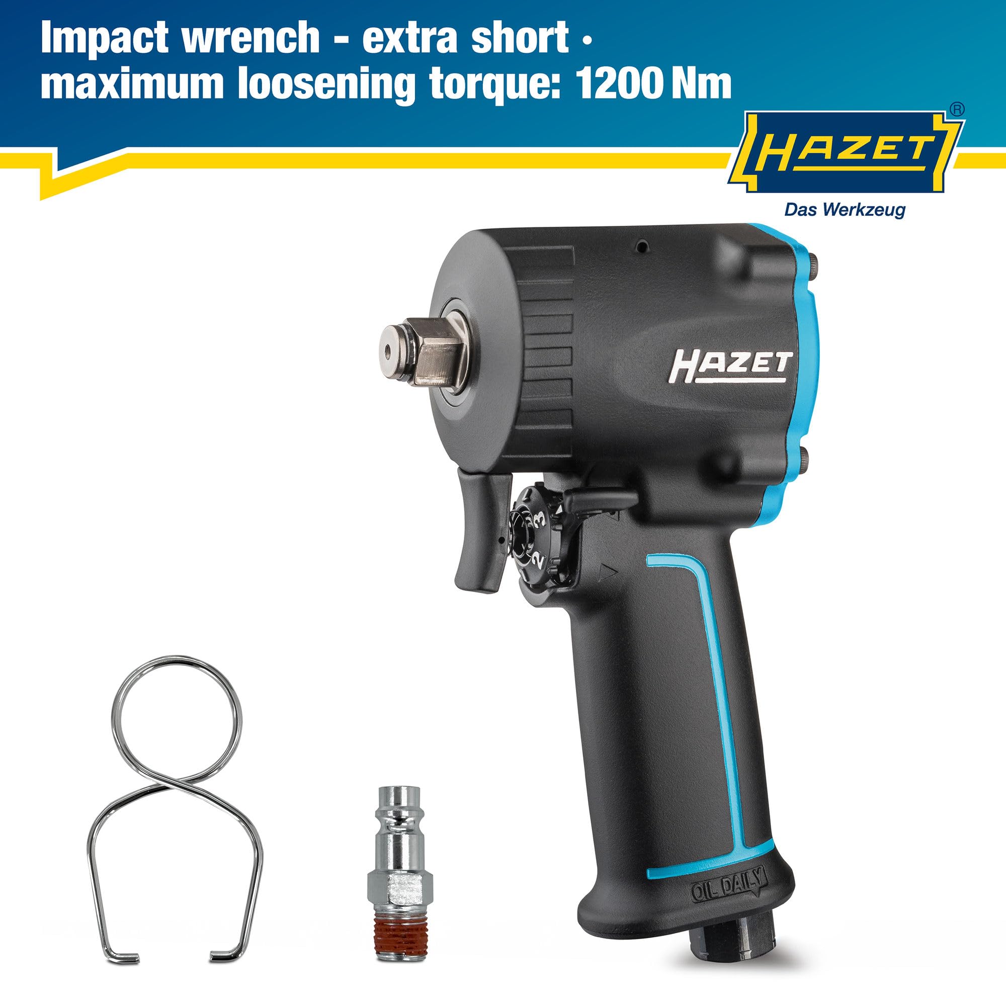 HAZET Pneumatic Impact Wrench 9012M-1 I Extra Short 3.15 Inches
