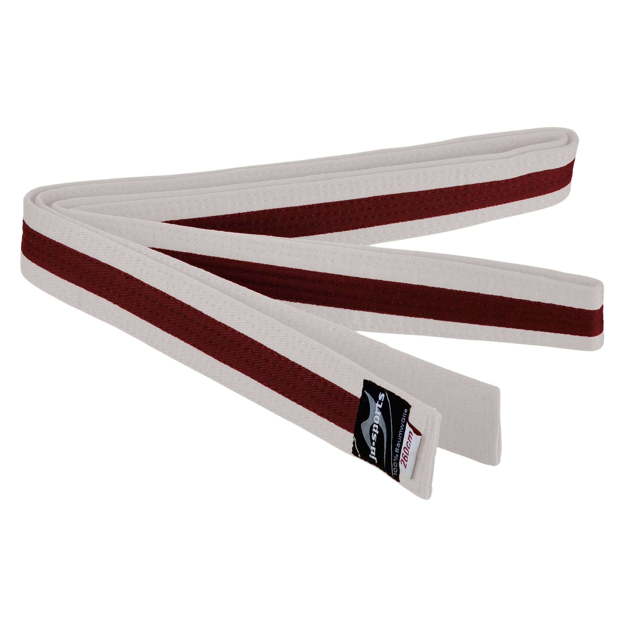 Ju-Sports Budogürtel - weiß/braun/weiß, Baumwolle I Kampfsport Gürtel Für Budo-Sportarten, Judo, Karate uvm. I Ca. 4 cm breiter Martial Arts Gürtel I 320 cm