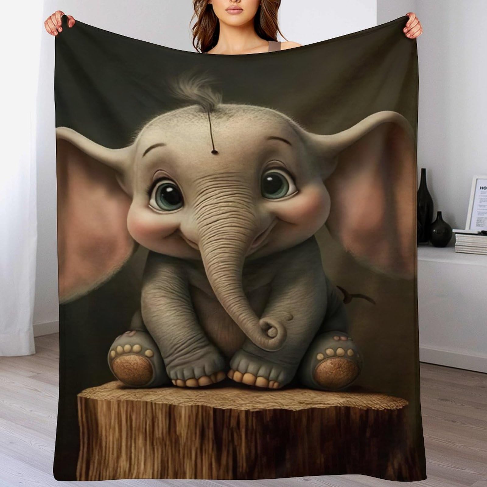 Plaid polaire éléphant pour canapé | Couverture flanelle 140x180cm
