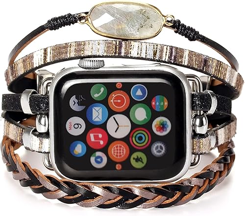 Miniatura 2 de Pulsera de cuero boho compatible con bandas de Apple Watch para mujeres y hombres 38mm 40mm 41mm 42mm 44mm 45mm 46mm 49mm - Correa de Apple Watch