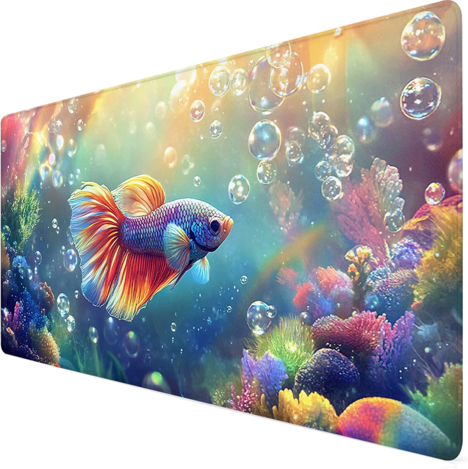Podkładka pod mysz XXL 1200x400x3mm podkładka pod mysz koi podkładka pod mysz ocean poprawia precyzję i szybkość, wodoodporne antypoślizgowe, szyte krawędzie, akcesoria do gier, komputer, prezent dla