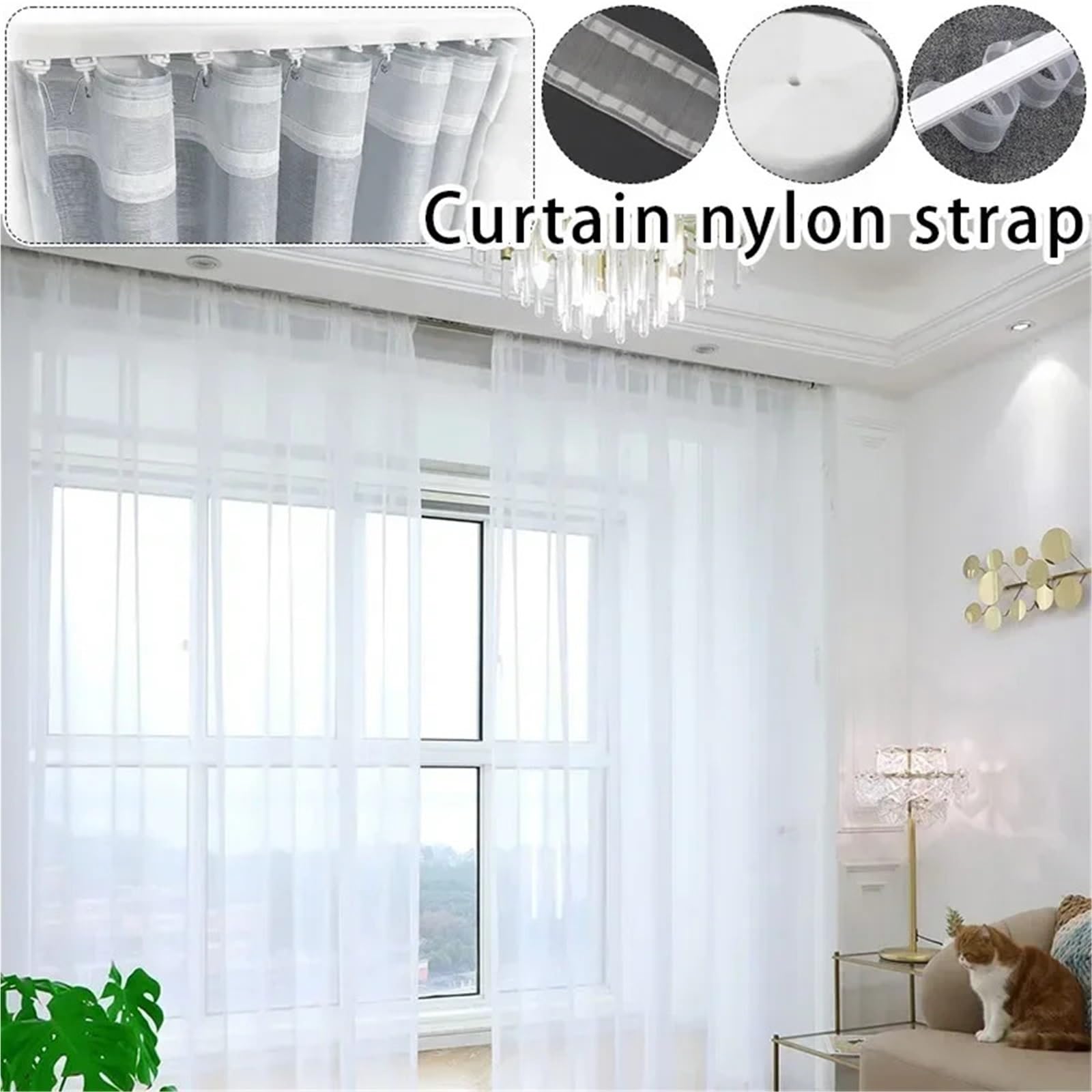Rufflette pour Rideaux 10/20/30/50M Blanc Rideau Ruban de Titre Crochet Tige Poche Tirer plissé Bricolage Maison Couture Accessoires(30M)