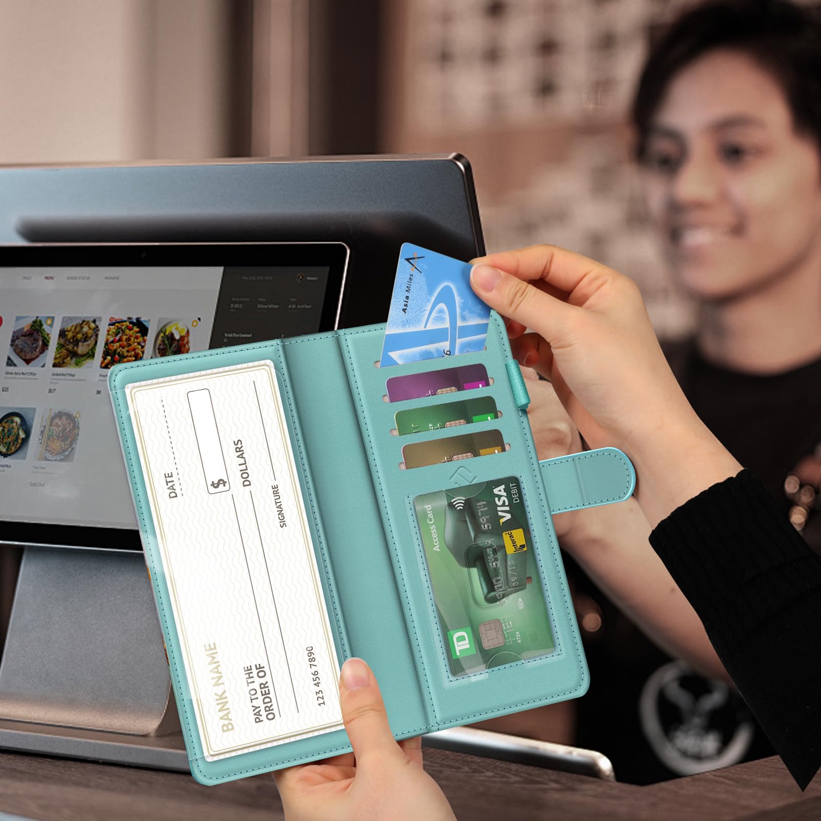 Fintie Couverture de chéquier pour chéquier Personnel, Blocage RFID, Grande capacité, chèques Standard, Double avec Porte-Stylo, emplacements pour Cartes