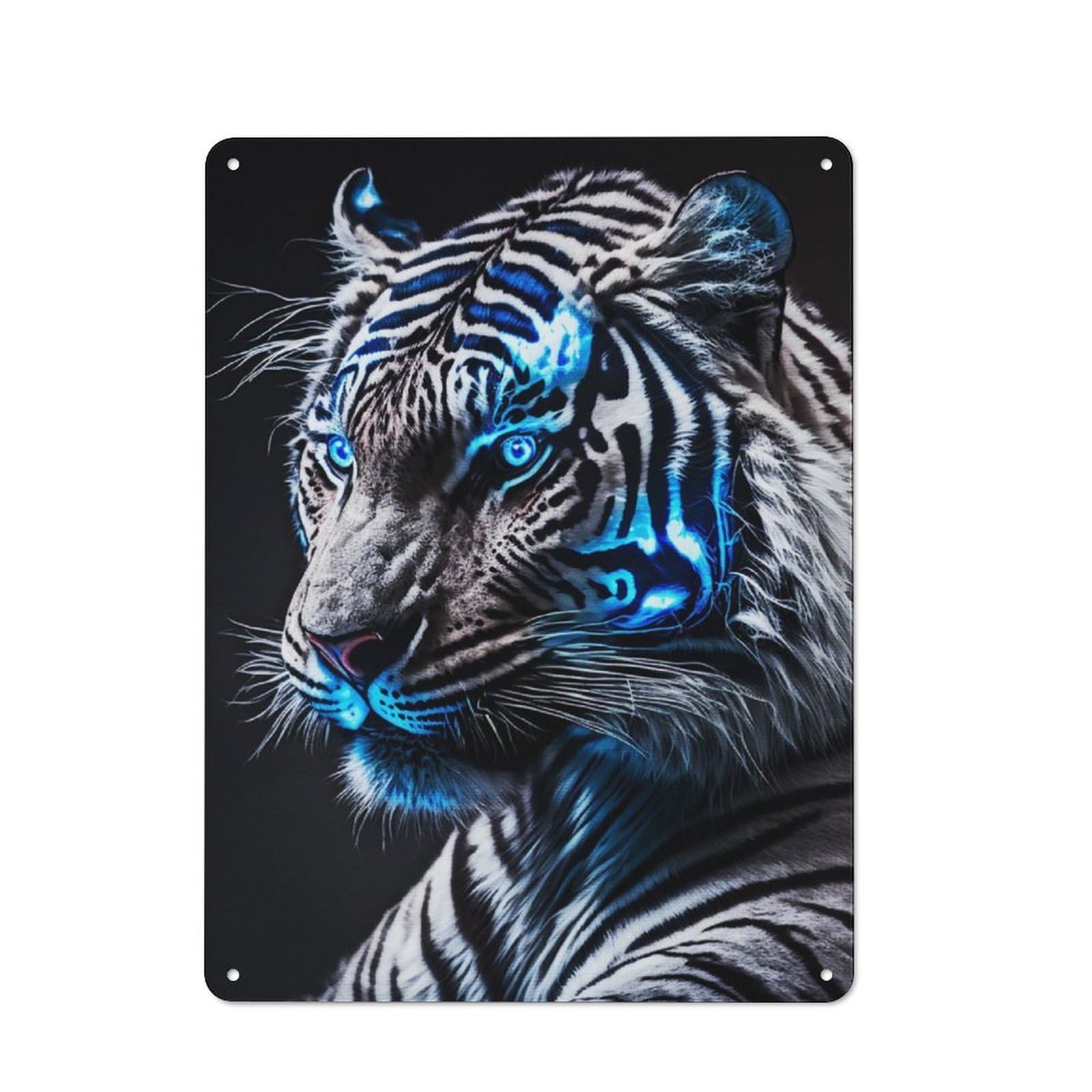 Junmoney Portrait Of White Tiger Retro-Style Metal Plaque 40X30cm For Kitchen Or Home Bar, Gift For Home Bar Enthusiasts During The Christmas Season