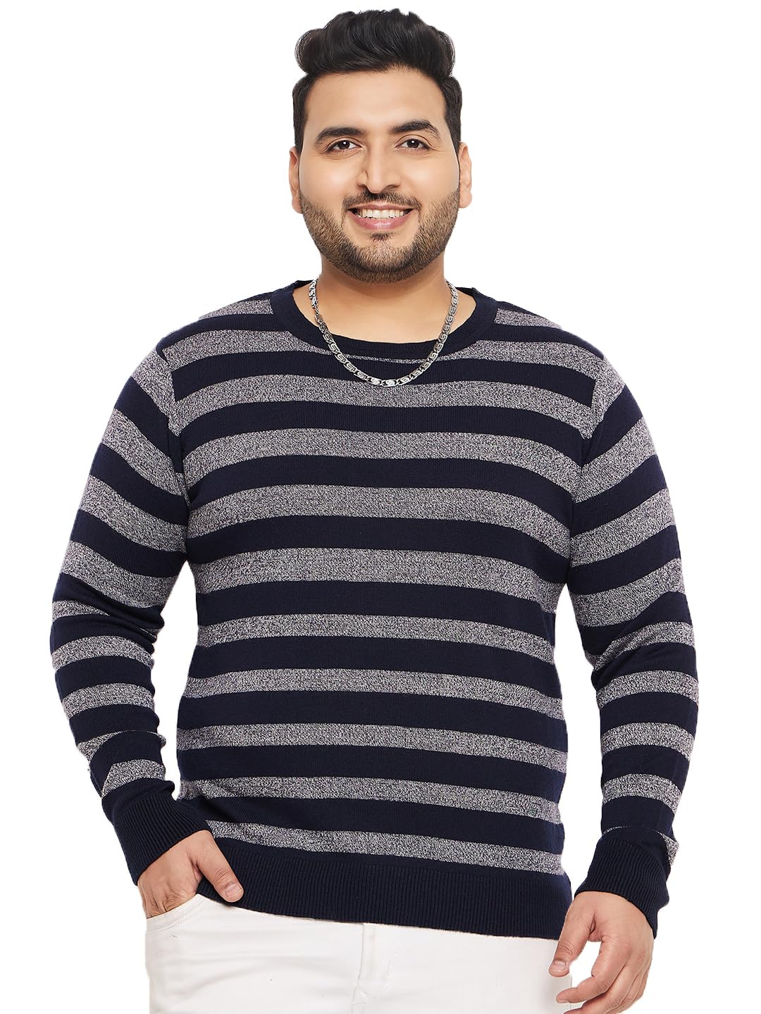 club york Striped Round Neck Acrylic Pullover_CYC124XL_5XL Navy Blue-picture-12