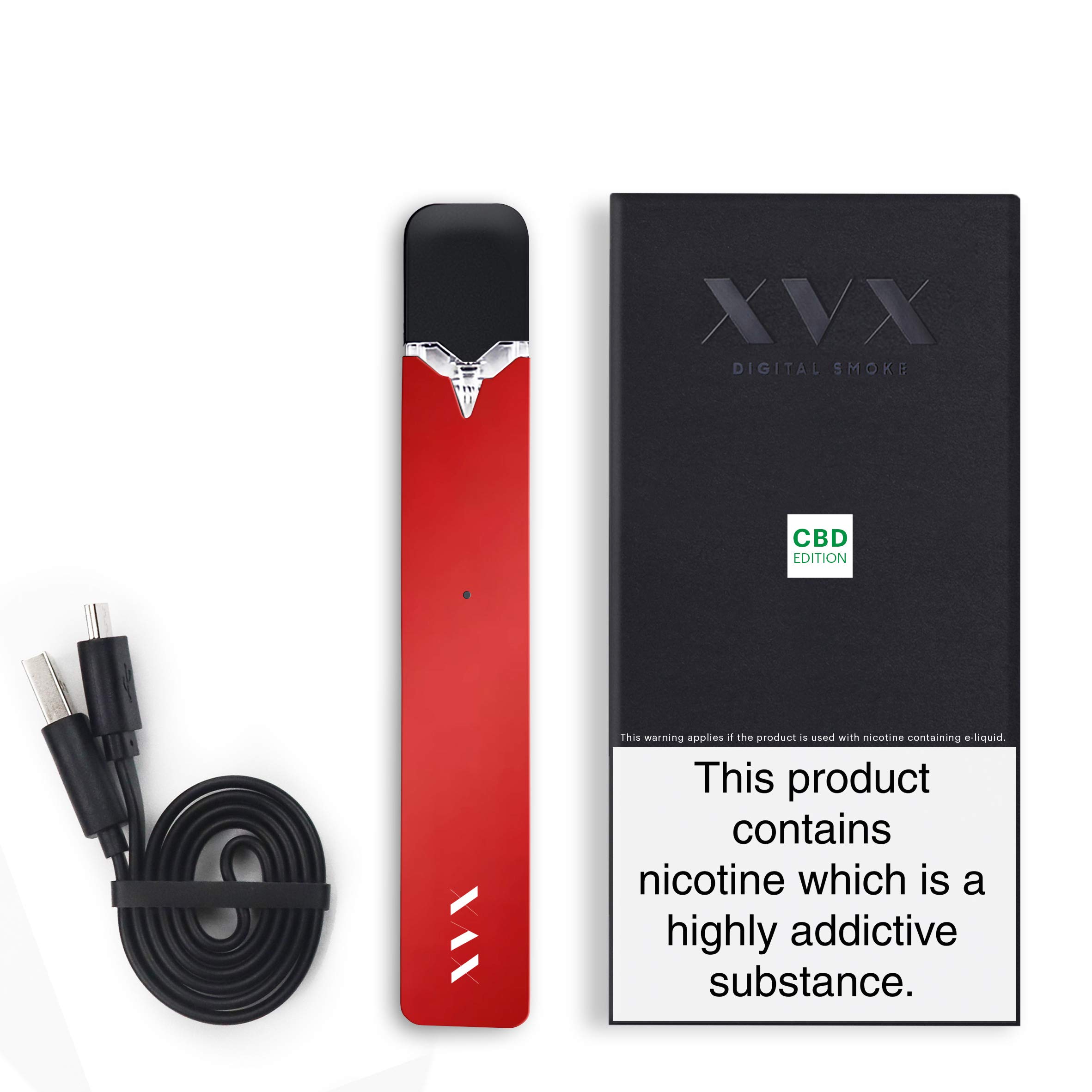 XVX Nano POD - v3 - Starter Kit - RED - Ceramic Coil Suitable for CBD & NicSalts - Rechargeable Battery Vape Pen Starter Kit - Refillable Vape with USB Port - Shisha Electronic
