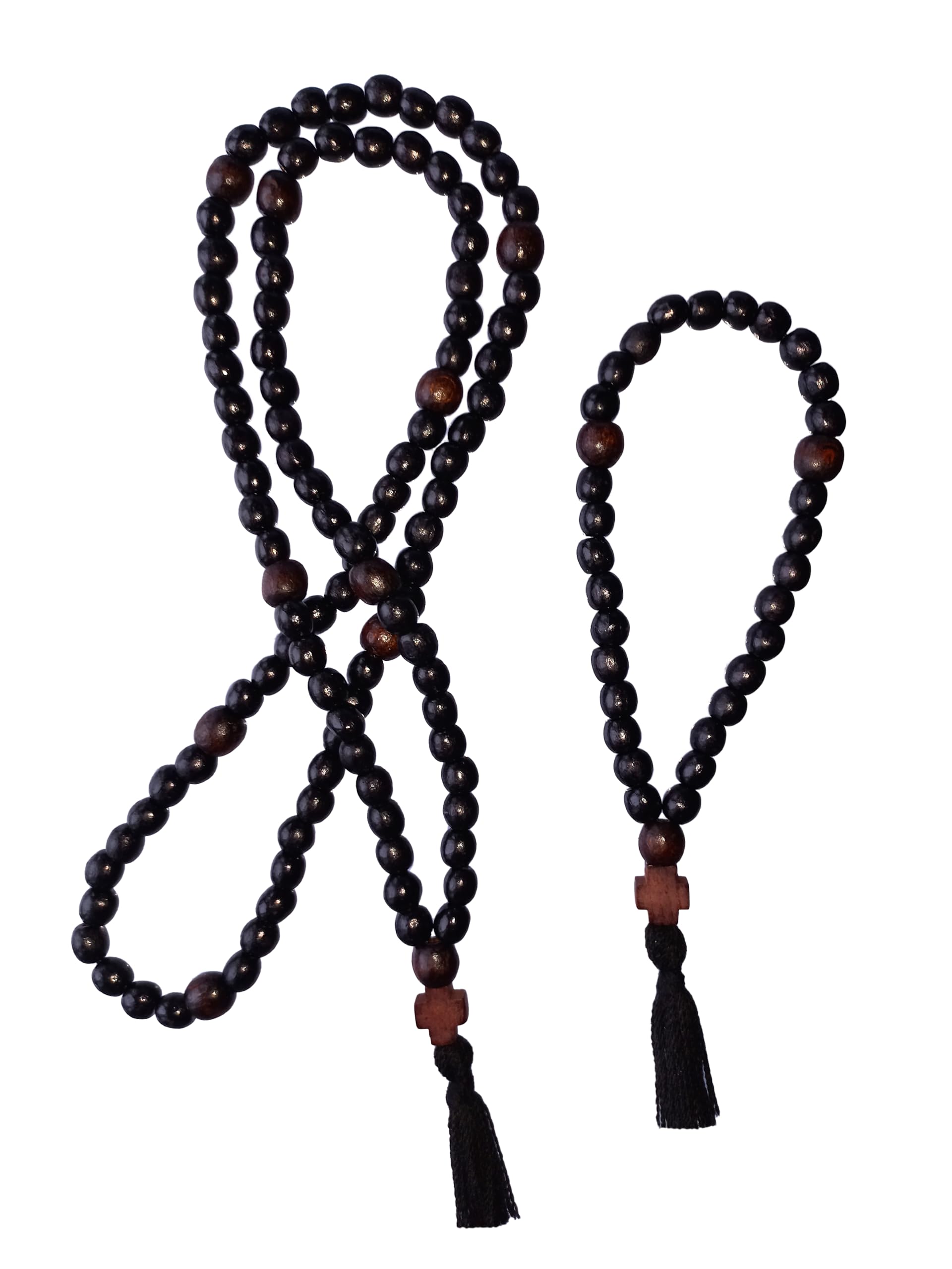 Conjunto de 2 peças de corda de oração ortodoxa de madeira cristã