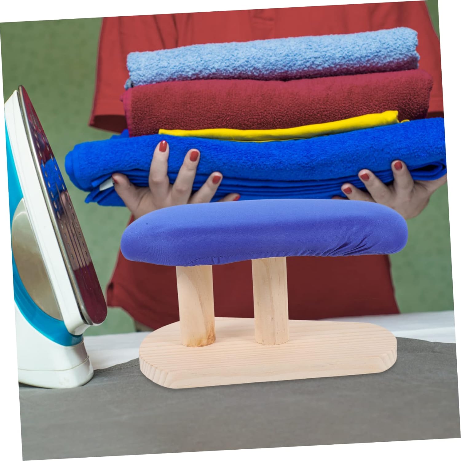 Portable Ironing Stool Sleeve with High Temperature Resistant Cloth Cover Wood Ironing Board Accessory for Dry Cleaning Clothes Breathable Quick Dry Surface for Shirts Pants Skirts