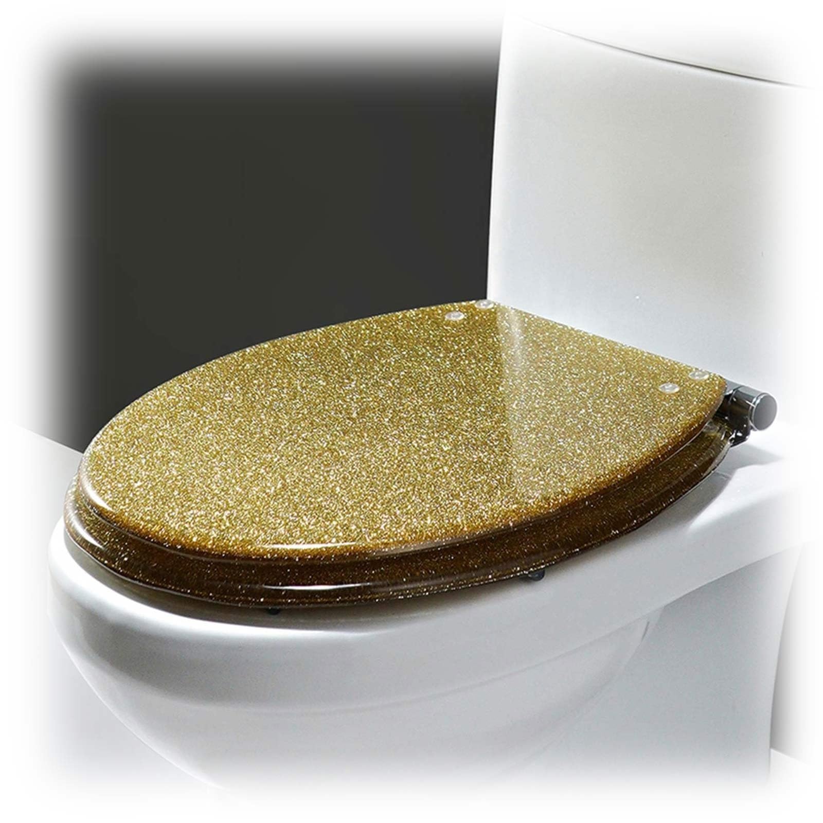 Stainless Steel Glitter Toilet Seat, Quick Release Adjustabl Degree Easy Installati, Adjustable, Lightweight, Durable, Portable, User-Friendly, Compact Compact Size, Soft, Close, 360