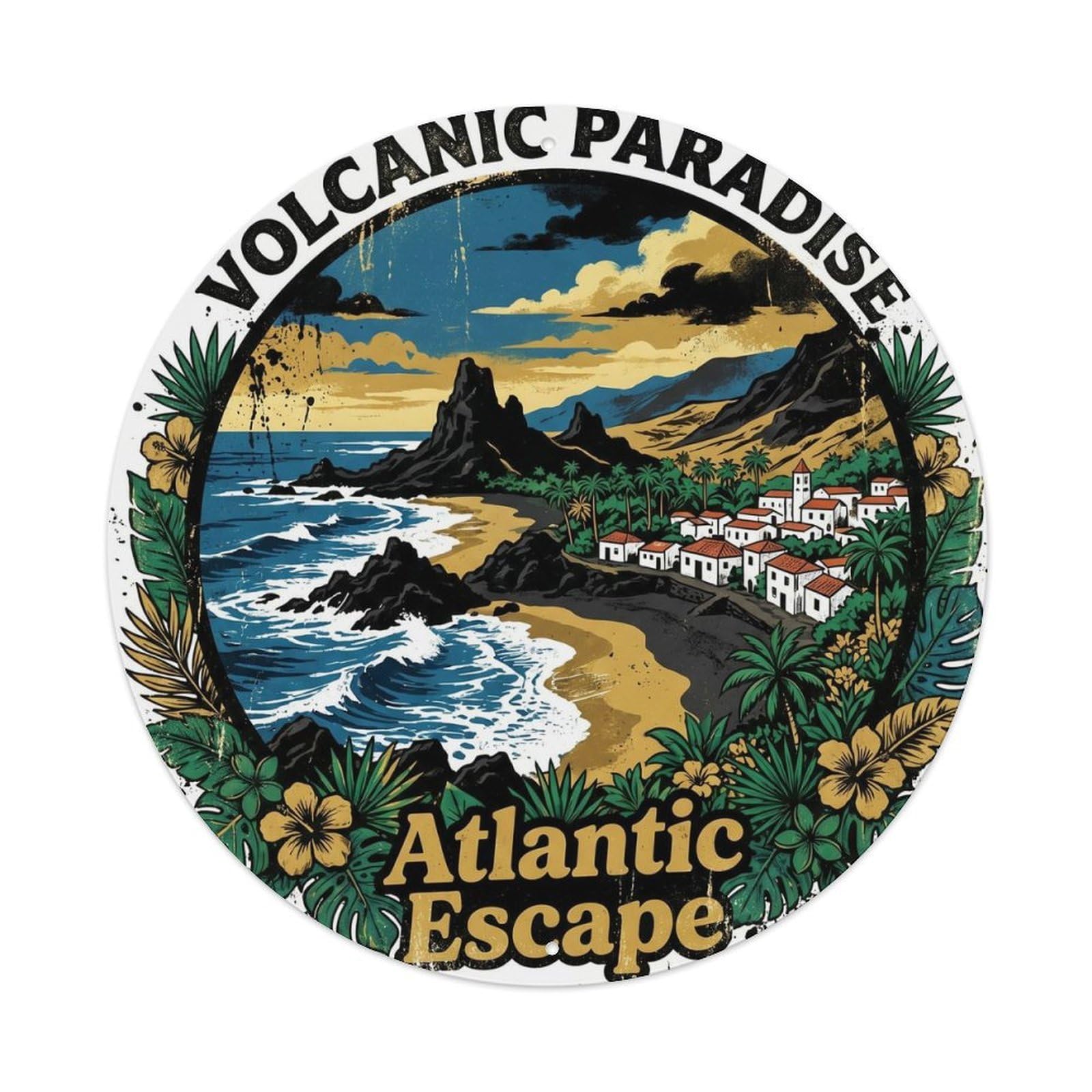 Vintage Travel Canary Islands Volcanic Metal Tin Sign