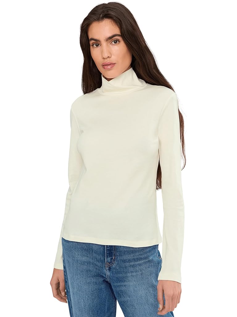 White L.L.Bean Signature Lightweight Cotton Turtleneck