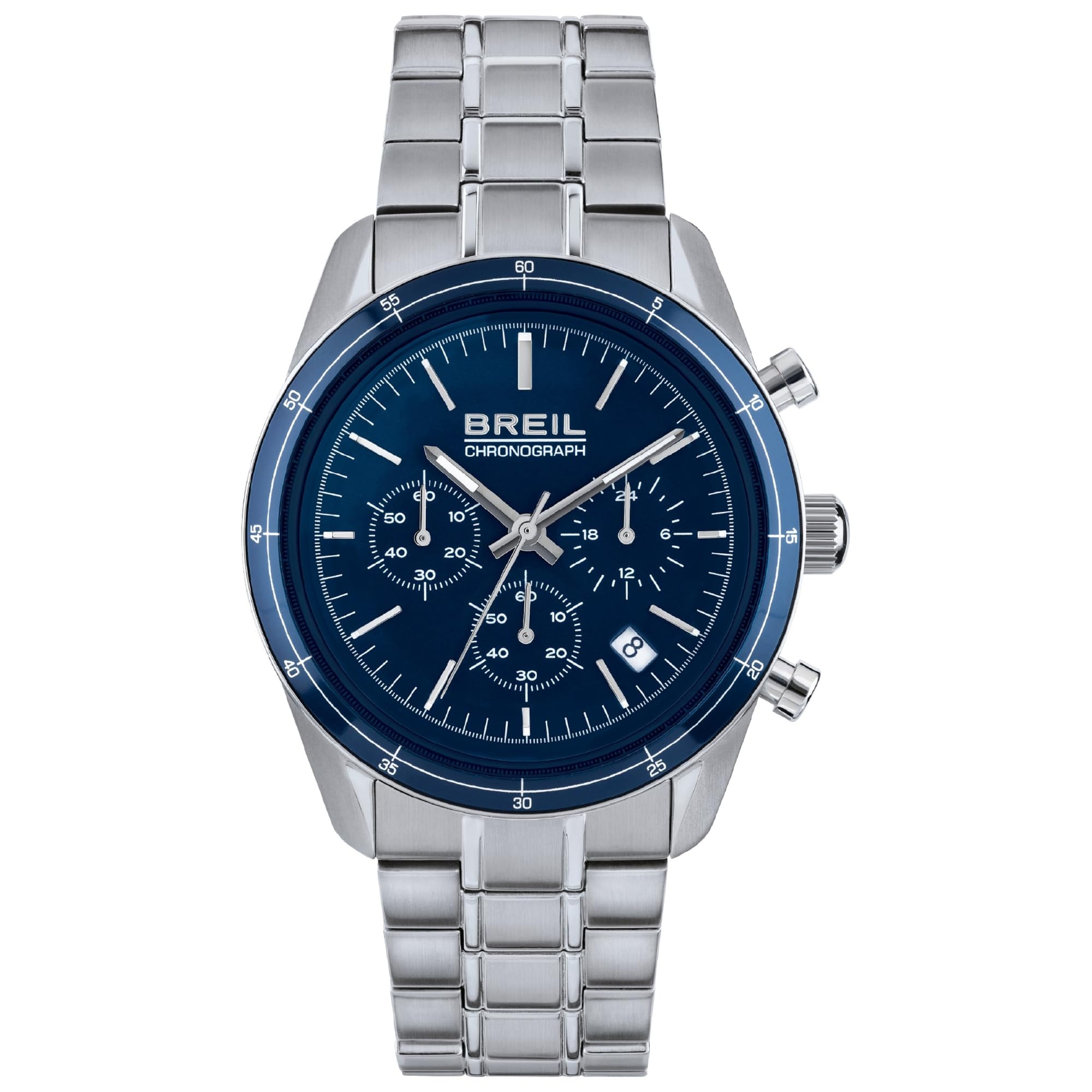 Breil Collection Release Watch Monocolour Dial Chrono Quartz Movement and Steel Strap for Men, Steel-Blue, Taille Unique, Bracelet