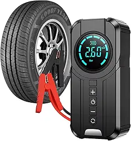 Partida Auxiliar Veicular com Compressor Portátil de Ar 12V Recarregável Emergência Pratiarejo