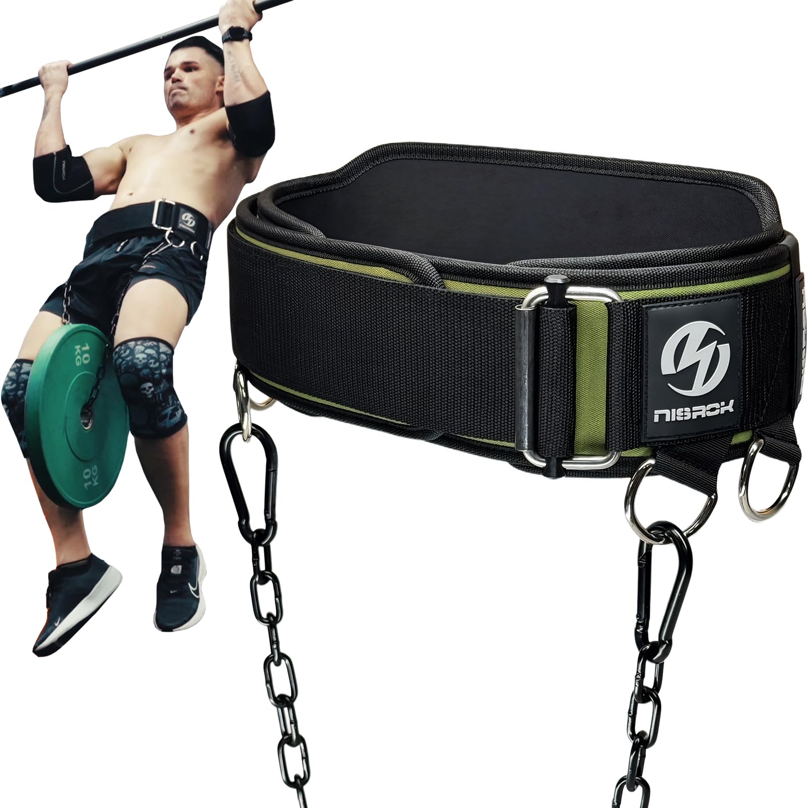 2-in-1 Weightlifting Belt & Dip Belt with 41 IN Steel Chain, Double-Layer Design, Powerlifting Gym Belt for Pull Up, Squat, Deadlifts & Added Weight Training, Unisex for Men & Women(Small)