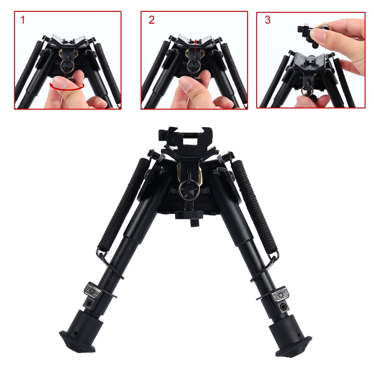 Fucile da caccia tattico da 6-9 pollici Bipod regolabile in altezza Girevole Spring Spring Style con adattatore