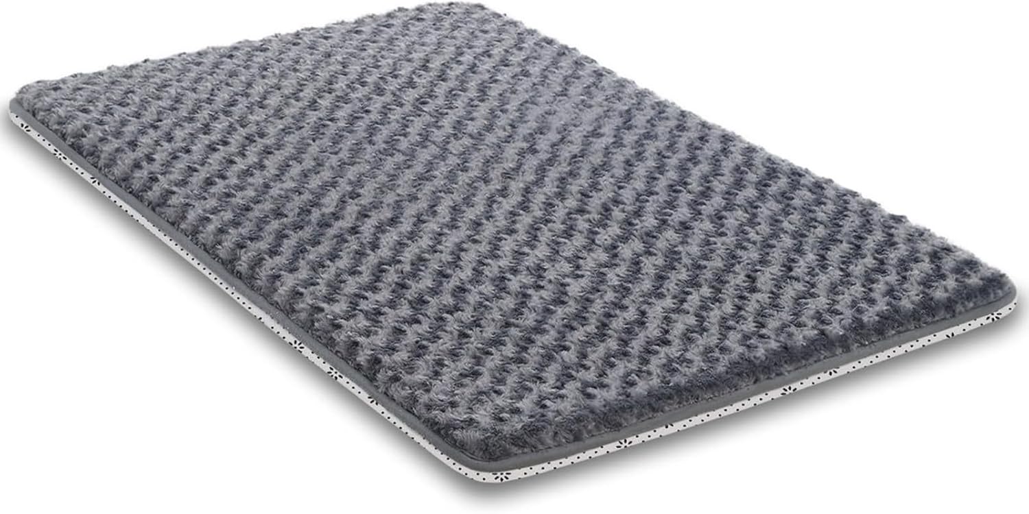 Dog Bed for Crate,High Resilience Foam Crate Pad for Dog Cages,Dog Crate Mat,Dog Crate Bed Pad Mat,Dog Bed Mat,Dog Crate Pad,Fluffy Pet Kennel Beds with Anti-Slip Bottom (Grey,L) grey L