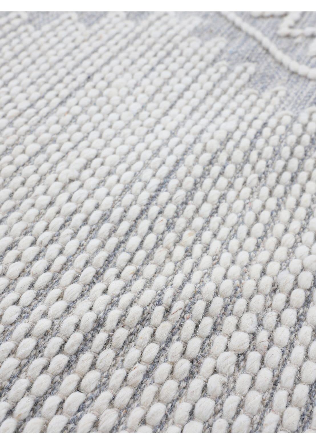 carpetfine Baumwollteppich Kelim Durry robuster Flachgewebe-Teppich Grau 80x150 cm für Wohnzimmer, Schlafzimmer & Kinderzimmer