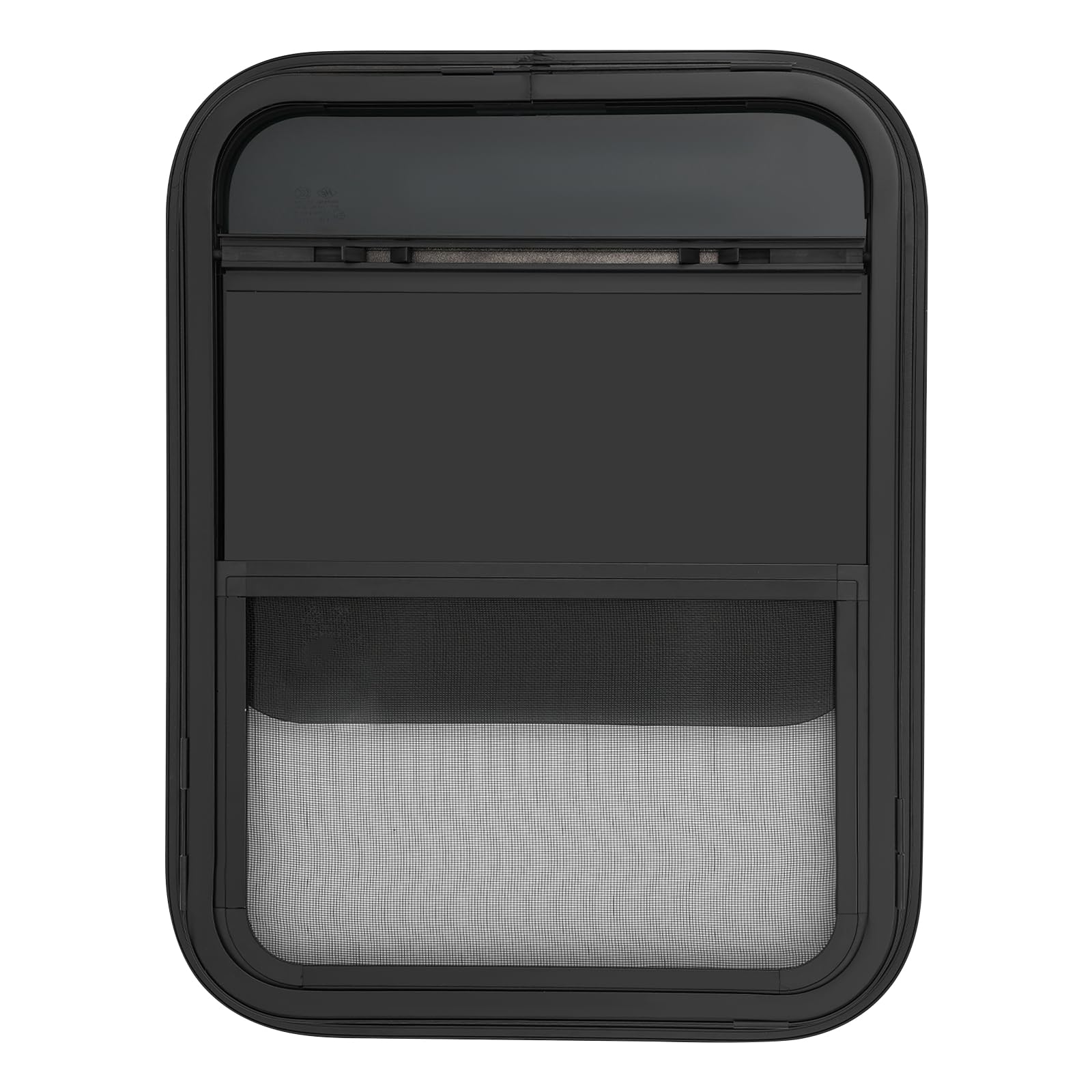 Finestra scorrevole verticale per camper, camper, camion e rimorchi, telaio in alluminio e vetro temperato, con protezione dagli insetti, impermeabile, UV e silenzioso, facile da montare, nero (450 x