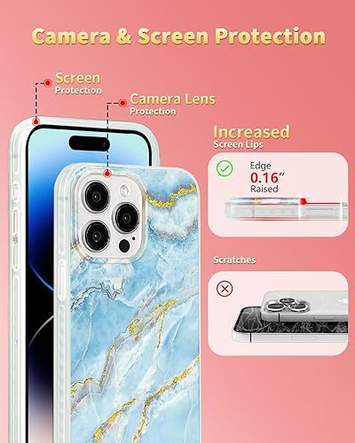 Miniatura 7 de SCORPIFY Funda para iPhone 14 Pro Max compatible con MagSafe con diseño de mármol azul islandés, bonita funda magnética para mujeres, niñas y
