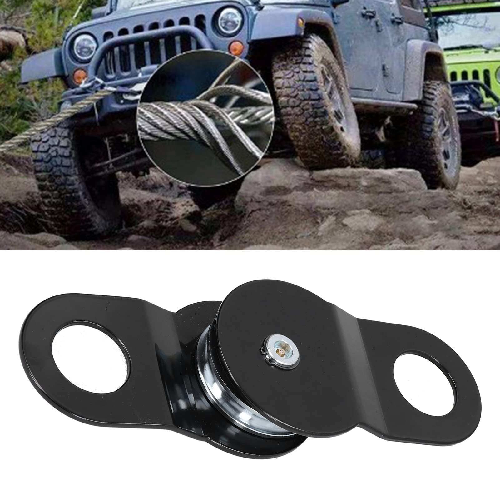 Wakects Bloque de polea de cabrestante, Bloque de 8 toneladas de Acero al Carbono Resistente Parada de cabrestante Partes de Remolque para Cuerdas de cabrestante de 5/16 "a 1/2" ATV UTV