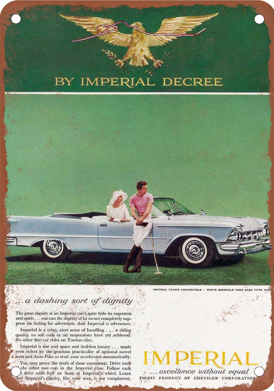 Miaomansenstore Metal Sign - 1959 Imperial Vintage Ad 03 - Old Retro Rusty Look Home Decor