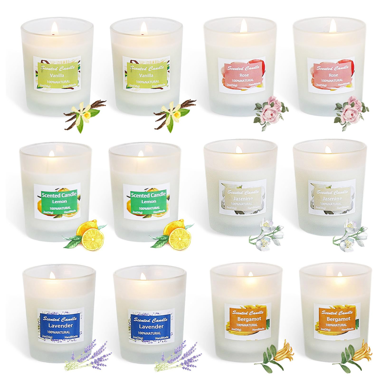 Set regalo profumato di compleanno per la casa, aromaterapie profumate a lunga durata, cere di soia con candela, 12 pezzi, set regalo profumato per aromaterapia da donna