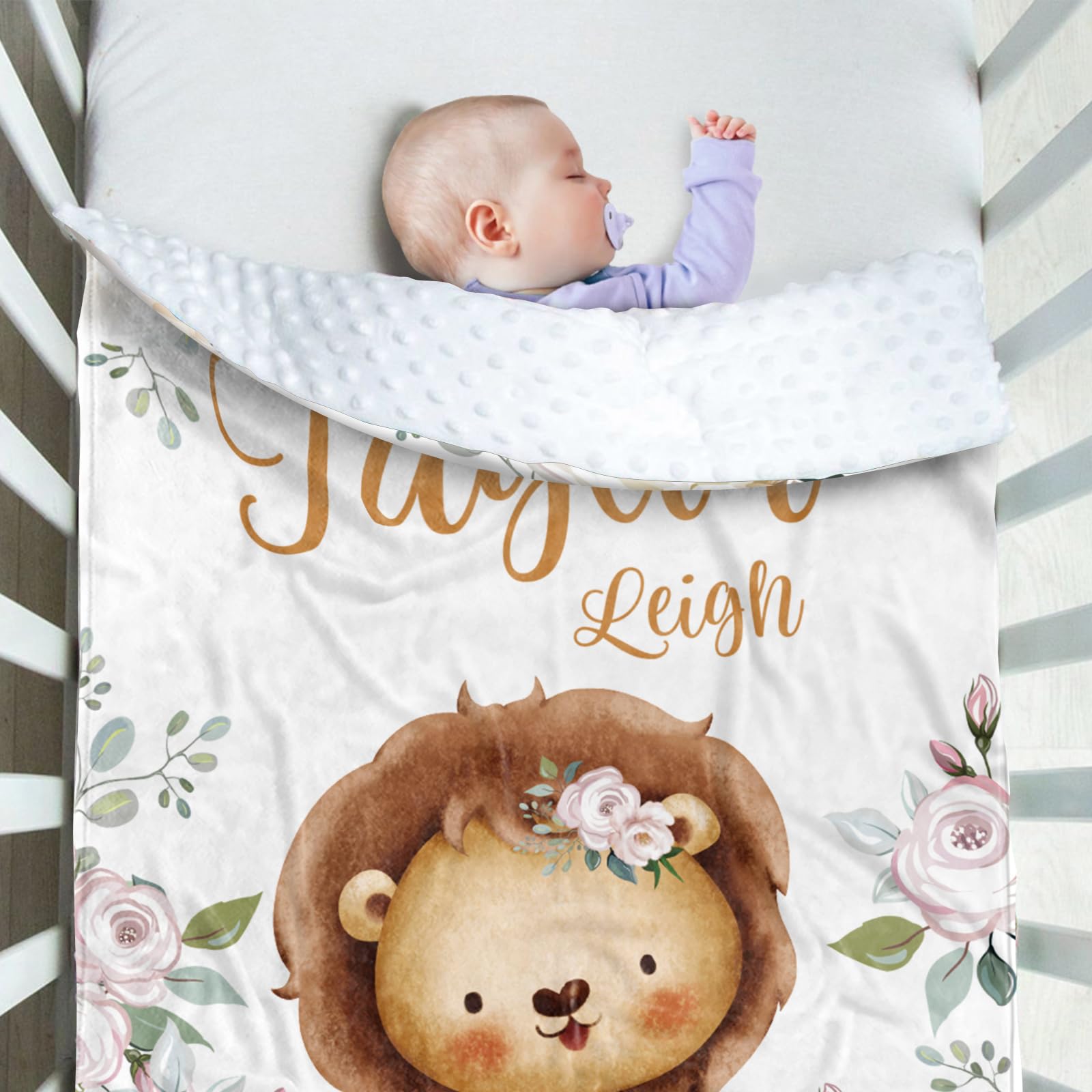 Personalized Baby Blanket With Name - Woodland Animals Design Double Layer Plush
