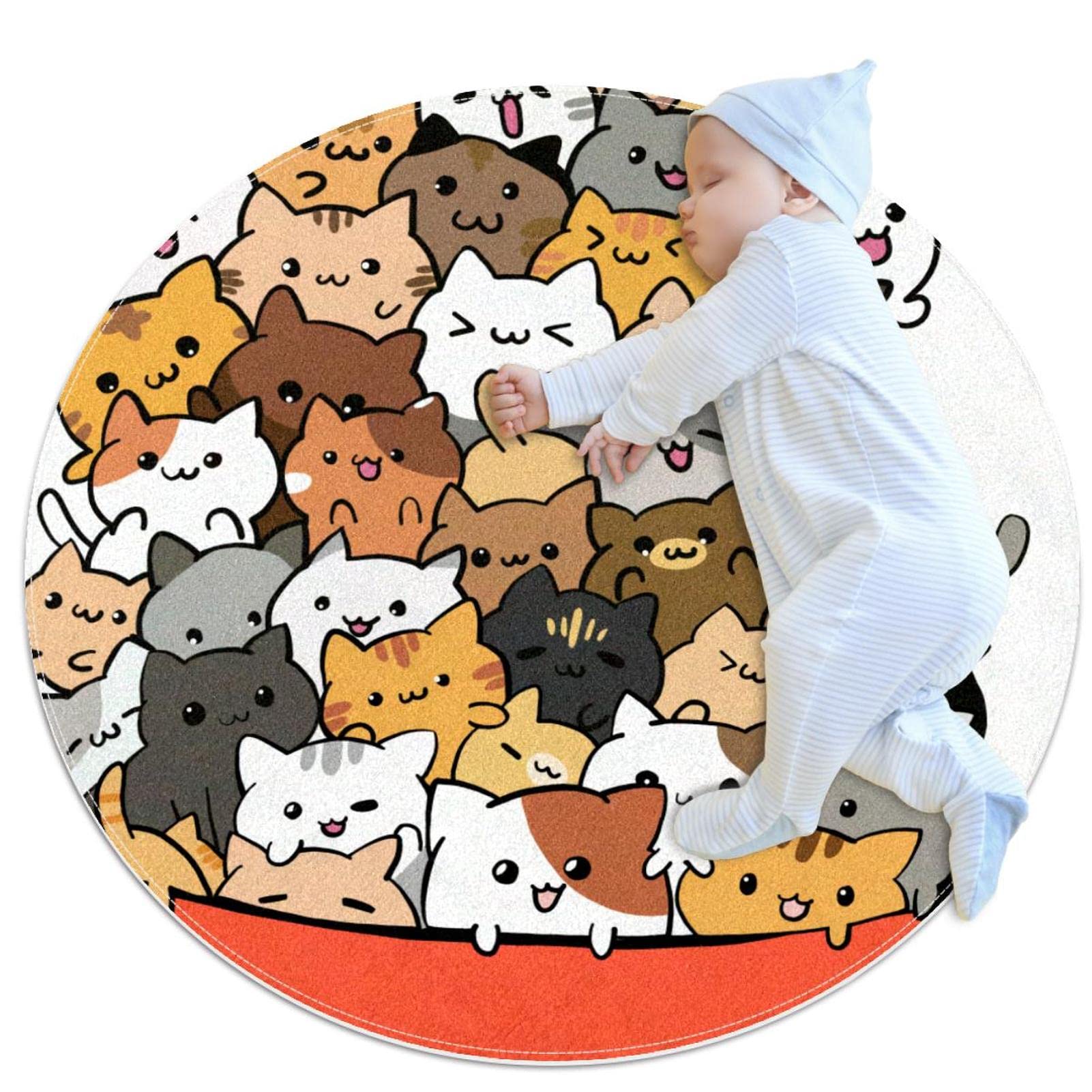 Tapis de jeu pour enfants sol froid tapis rond animaux 80x80cm chambre bébé
